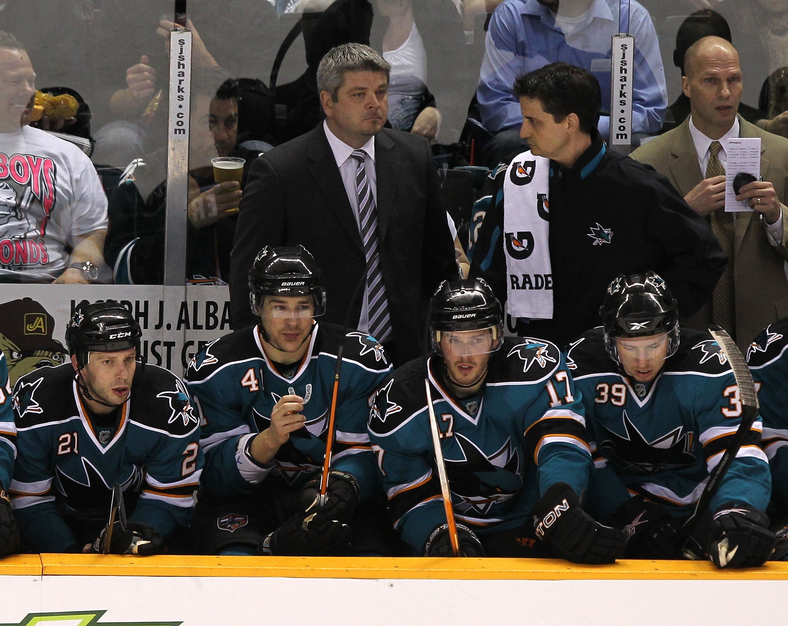 SAN JOSE, CA - APRIL 16:  Head coach Todd McLellan of the San Jose Sharks looks on against the Colorado Avalanche in Game Two of the Western Conference Quarterfinals during the 2010 NHL Stanley Cup Playoffs at HP Pavilion on April 16, 2010 in San Jose, Ca