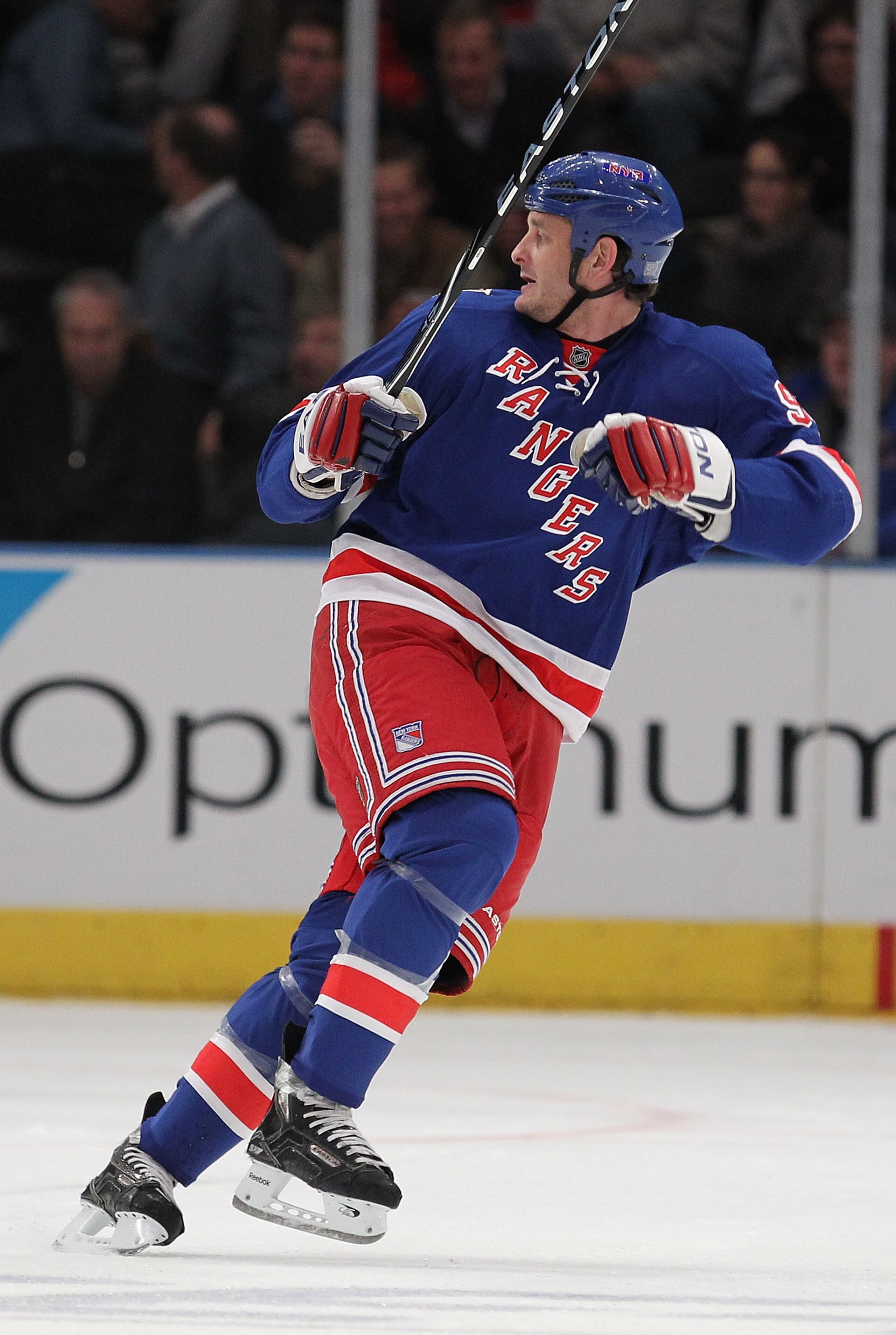NEW YORK - OCTOBER 15:  Derek Boogaard #94 of the New York Rangers in action against the Toronto Maple Leafs during their game on October 15, 2010 at Madison Square Garden in New York City.  (Photo by Al Bello/Getty Images)