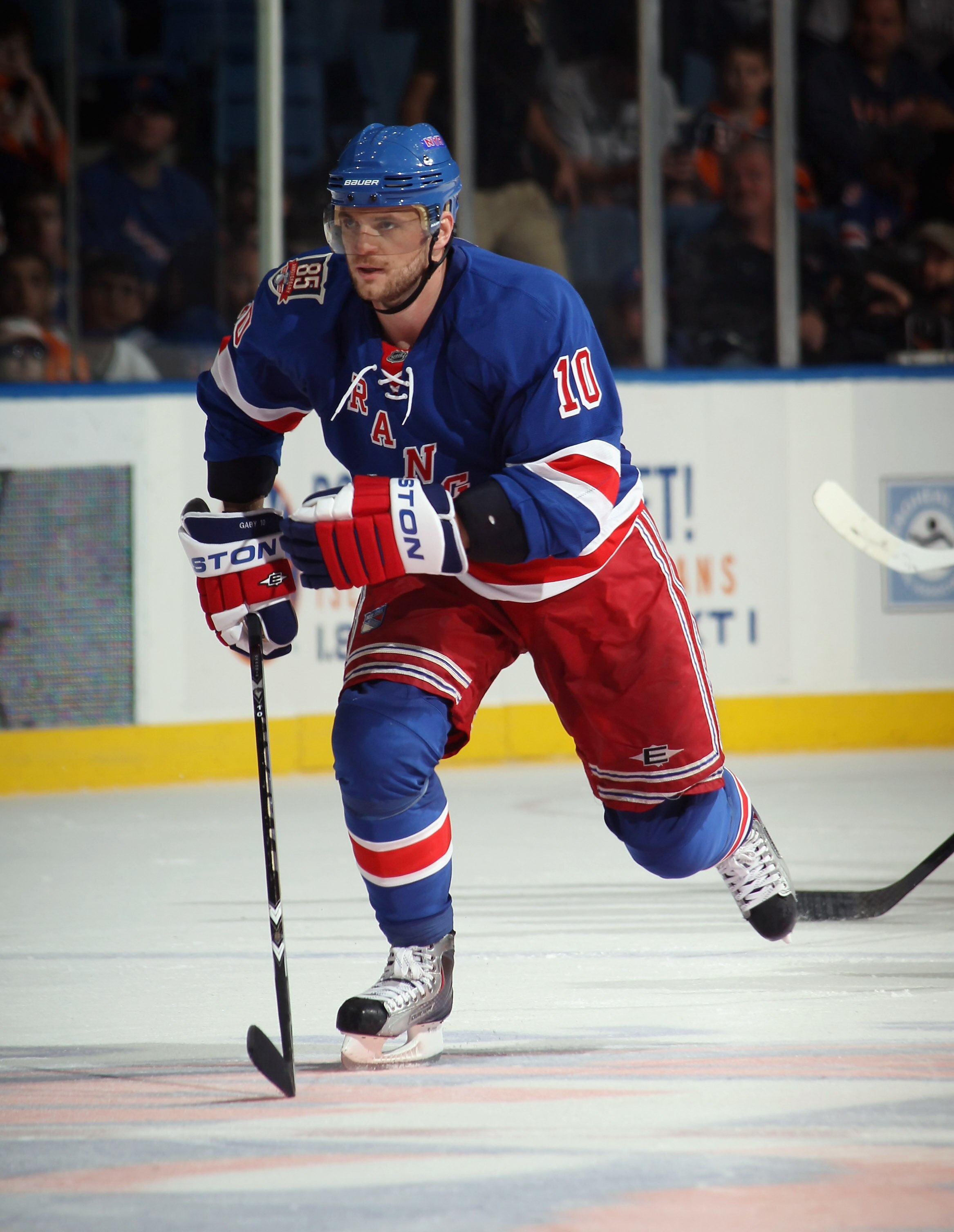 UNIONDALE, NY - OCTOBER 11:  Marian Gaborik #10 of the New York Rangers skates against the New York Islanders the Nassau Coliseum on October 11, 2010 in Uniondale, New York.  (Photo by Bruce Bennett/Getty Images)
