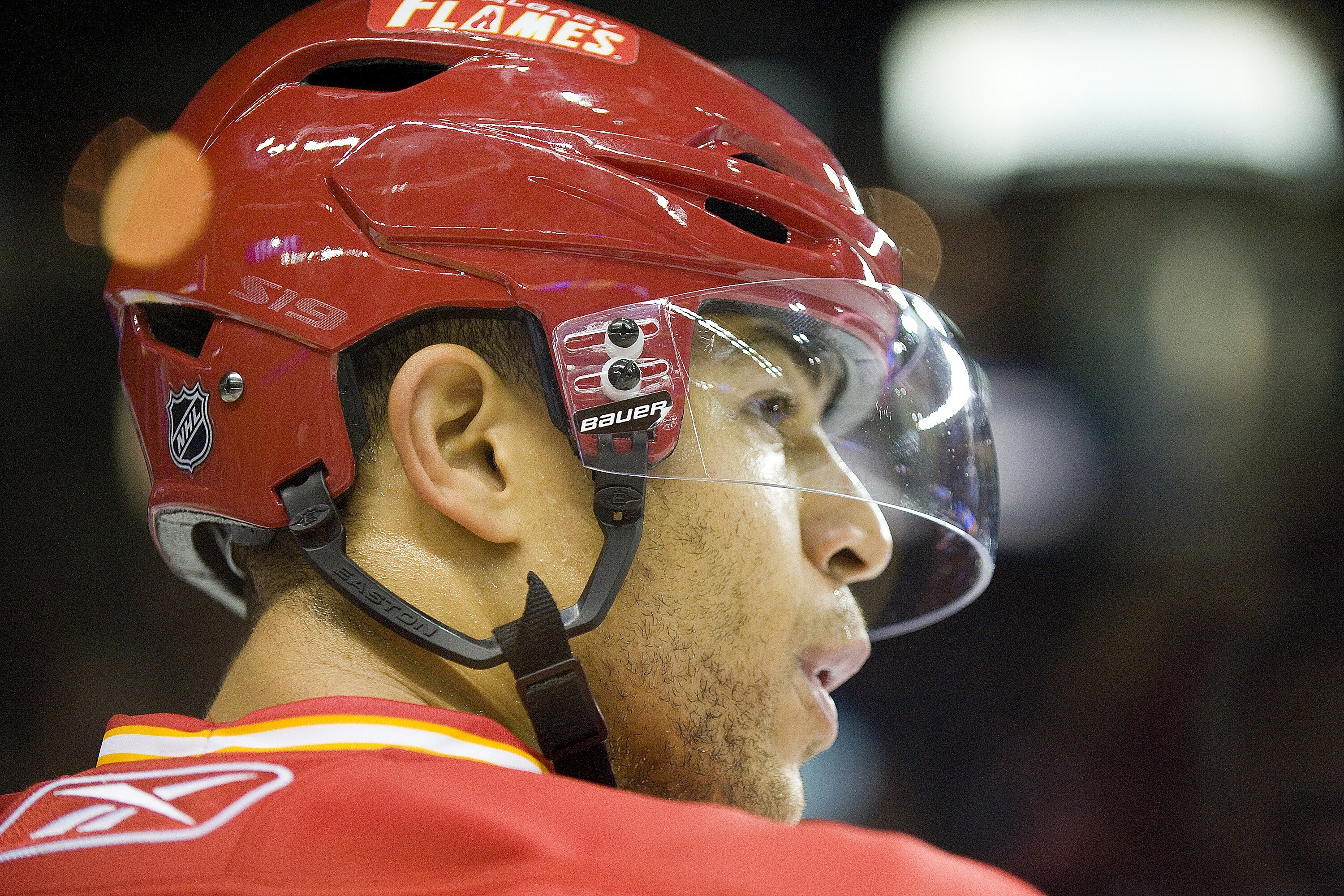 EDMONTON, CANADA - OCTOBER 16:  Calgary Flames right wing Jarome Iginla #12 concentrates against the Edmonton Oilers at the Scotiabank Saddledome  on October 16, 2010 in Calgary, Alberta, Canada.  The Flames beat the Oilers 5-3.  (Photo by Dylan Lynch/Get