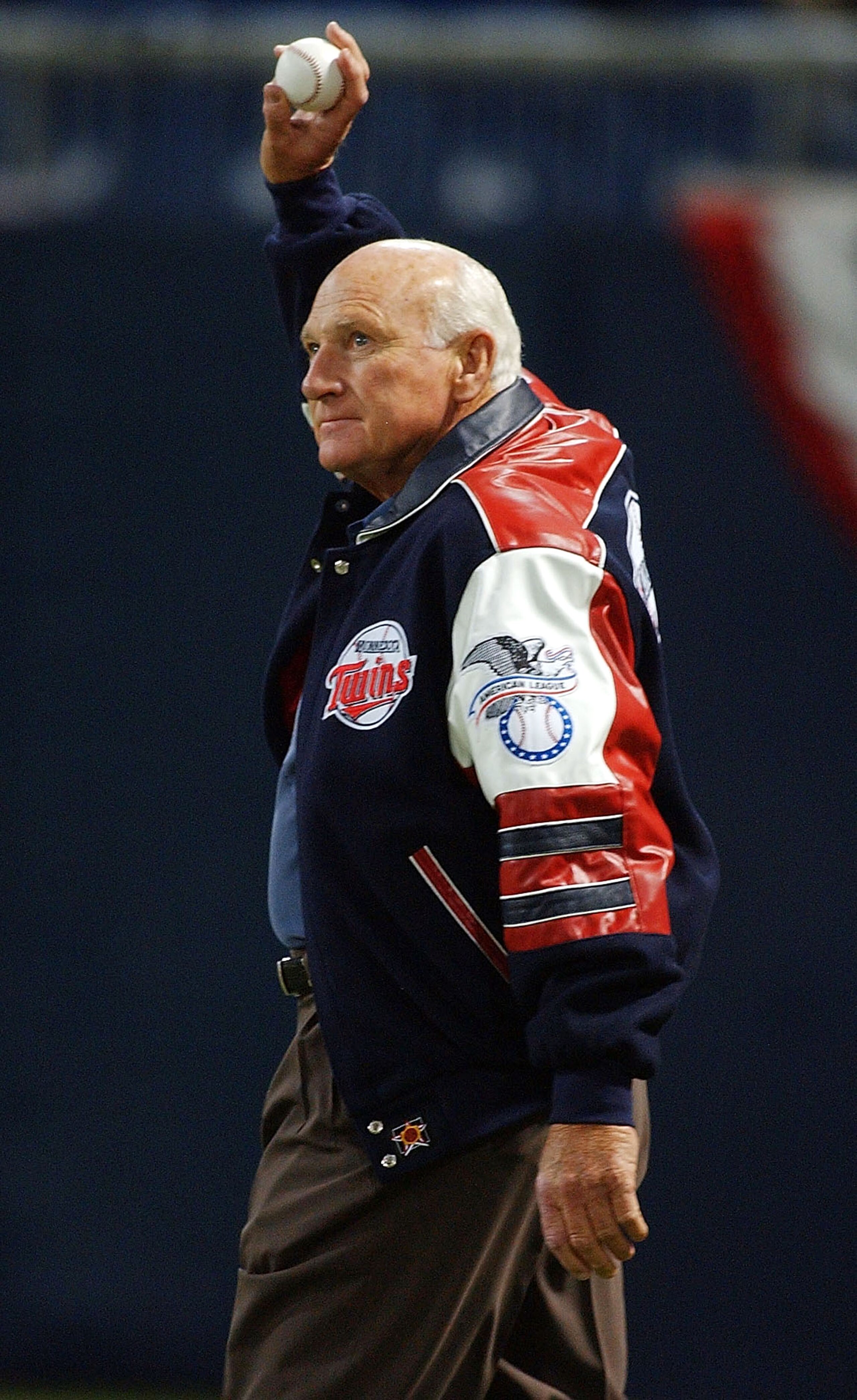 MINNEAPOLIS - OCTOBER 8: Former Twin great Harmon Killebrew waves to the crowd prior to throwing out the first pitch before a game between the Minnesota Twins and the New York Yankees during game three of the American League Divisional Series on October MINNEAPOLIS - OCTOBER 8: Former Twin great Harmon Killebrew waves to the crowd prior to throwing out the first pitch before a game between the Minnesota Twins and the New York Yankees during game three of the American League Divisional Series on October