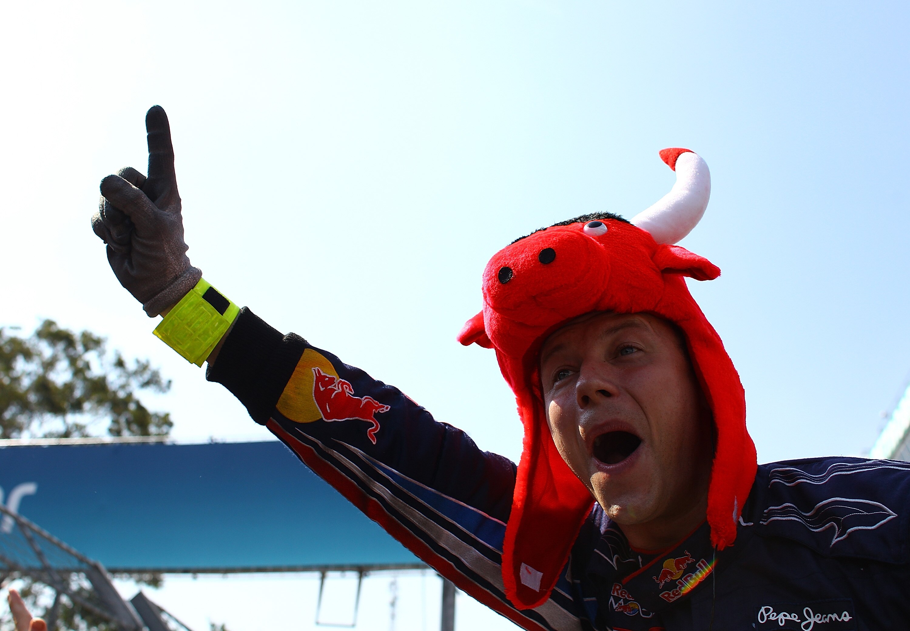 SAO PAULO, BRAZIL - NOVEMBER 07:  Red Bull Racing team members react after securing the Constructor's Championship during the Brazilian Formula One Grand Prix at the Interlagos Circuit on November 7, 2010 in Sao Paulo, Brazil.  (Photo by Vladimir Rys/Gett