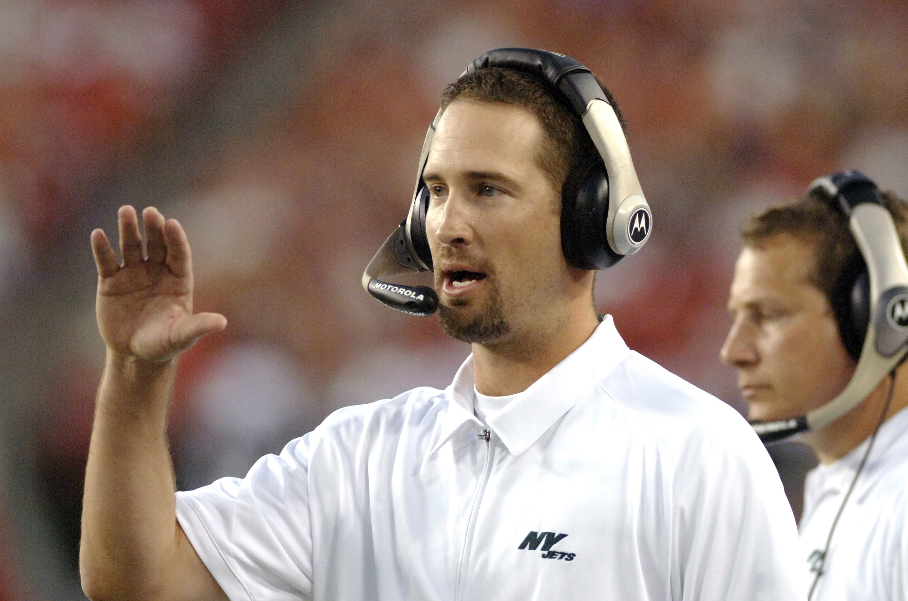 New York Jets Offensive Coordinator Brian Schottenheimer   coaching during the NFL Preseason game between  New York Jets vs Tampa Bay Buccaneers on August 11, 2006 at Raymond James Stadium, Tampa, Florida  (Photo by Al Messerschmidt/Getty Images)