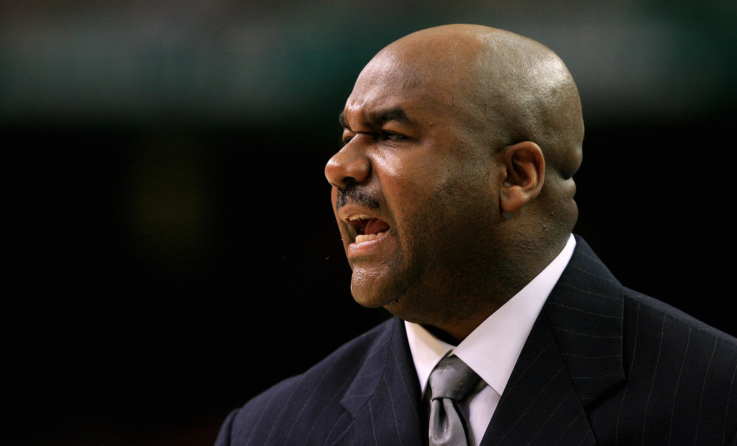 ATLANTA - MARCH 31:  Head coach John Thompson III of the Georgetown Hoyas shouts from the bench during their game against the Ohio State Buckeyes during the National Semifinal game of the NCAA Men's Final Four at the Georgia Dome on March 31, 2007 in Atla
