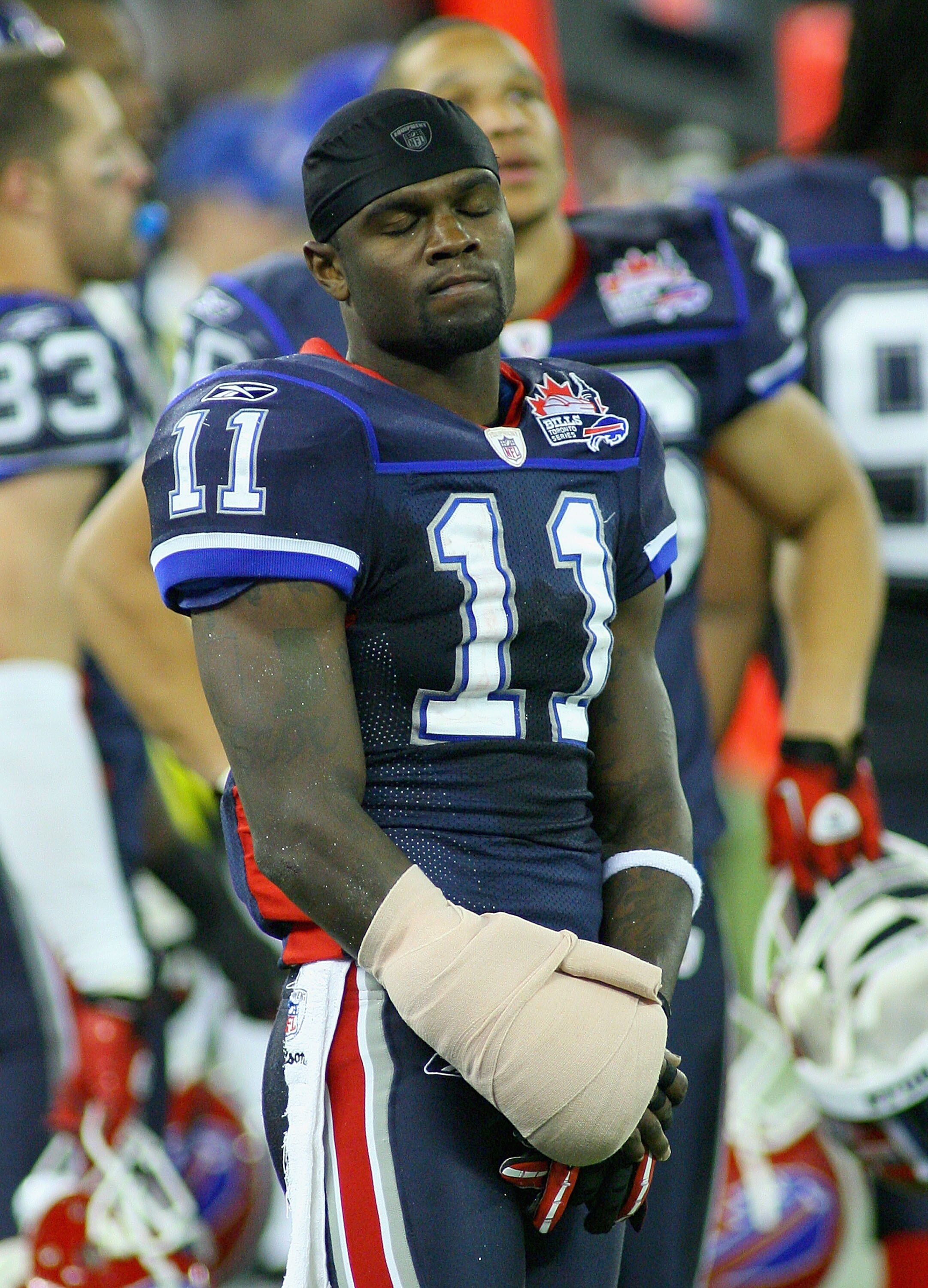 TORONTO, ON - NOVEMBER 07: Roscoe Parrish #11  of the Buffalo Bills reacts to the Bills being intercepted with 27 seconds left in the game against the Chicago Bears at Rogers Centre on November 7, 2010 in Toronto, Canada. Chicago won 22-19. (Photo by Rick