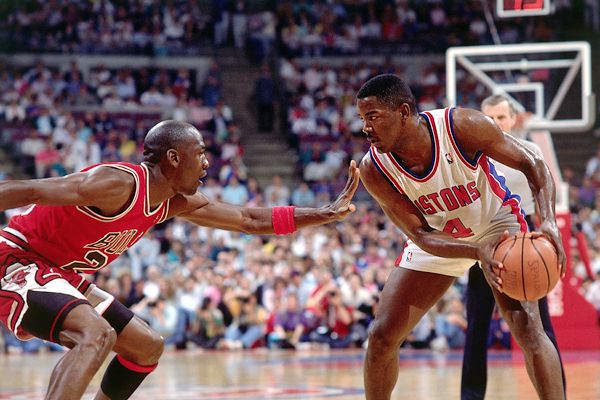 MJ on the Detroit Piston's Joe Dumars