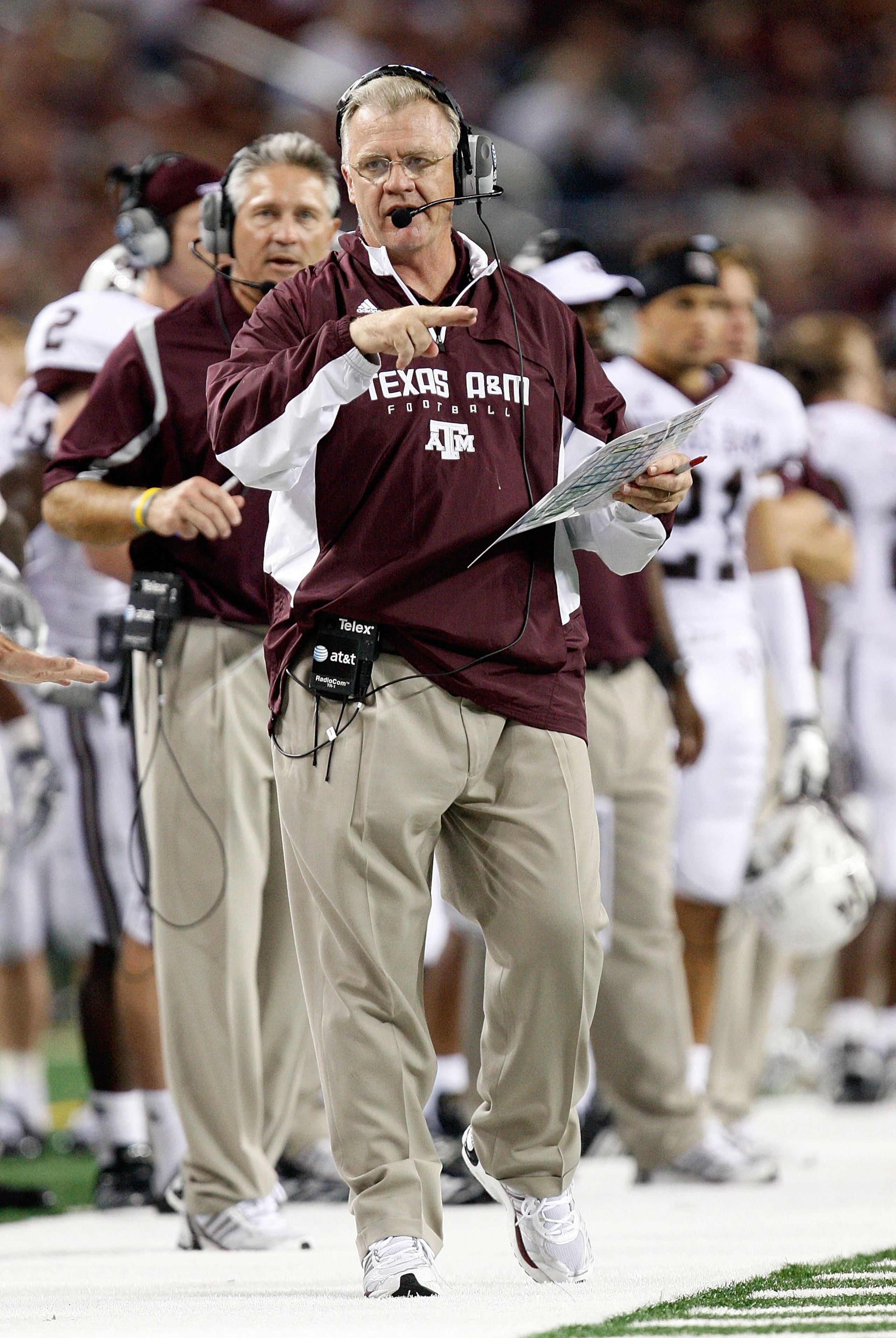ARLINGTON, TX - OCTOBER 03:  Head coach Mike Sherman of the Texas A&M Aggies at Cowboys Stadium on October 3, 2009 in Arlington, Texas.  (Photo by Ronald Martinez/Getty Images)