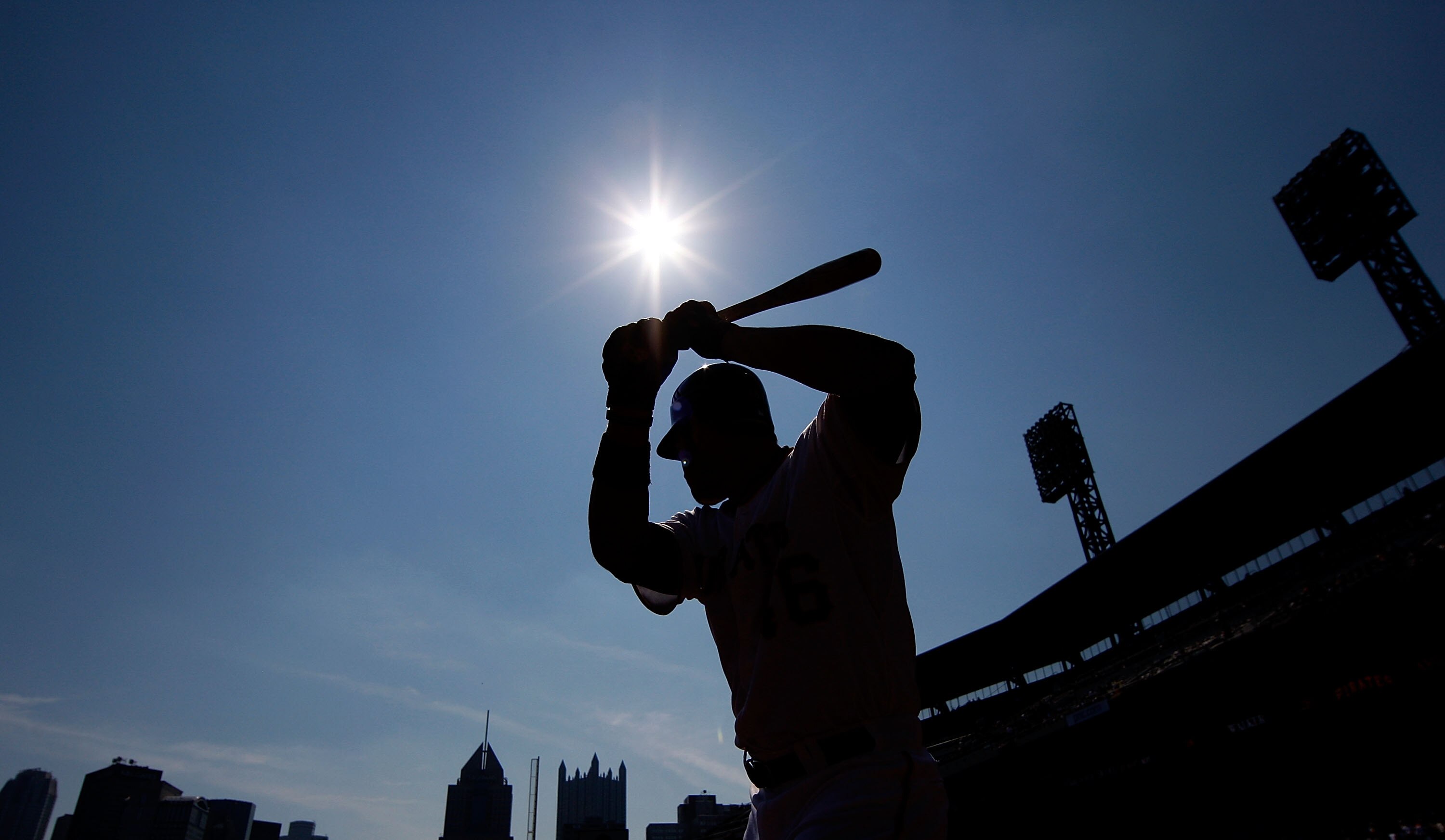 PITTSBURGH - SEPTEMBER 23:  Garrett Jones #46 of the Pittsburgh Pirates warms up in the on deck circle during the game against the St Louis Cardinals on September 23, 2010 at PNC Park in Pittsburgh, Pennsylvania.  (Photo by Jared Wickerham/Getty Images)