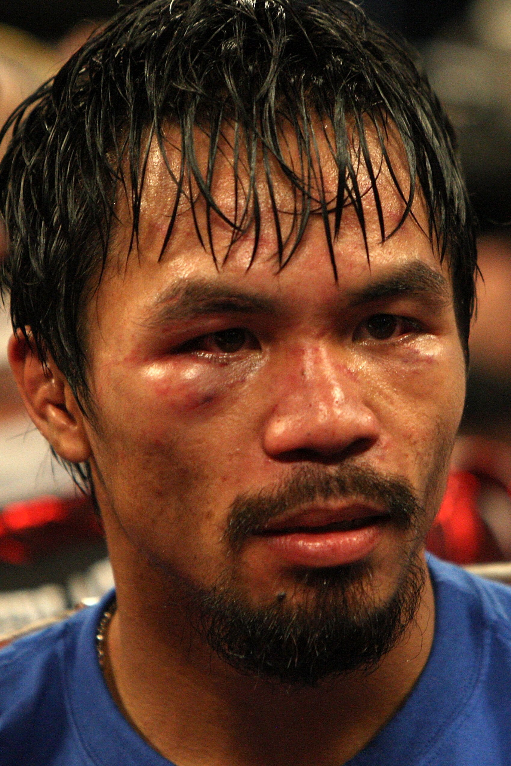 ARLINGTON, TX - MARCH 13:  Manny Pacquiao of the Philippines looks on in the ring after defeating Joshua Clottey of Ghana during the WBO welterweight title fight at Cowboys Stadium on March 13, 2010 in Arlington, Texas. Pacquiao defeated Clottey by unanim