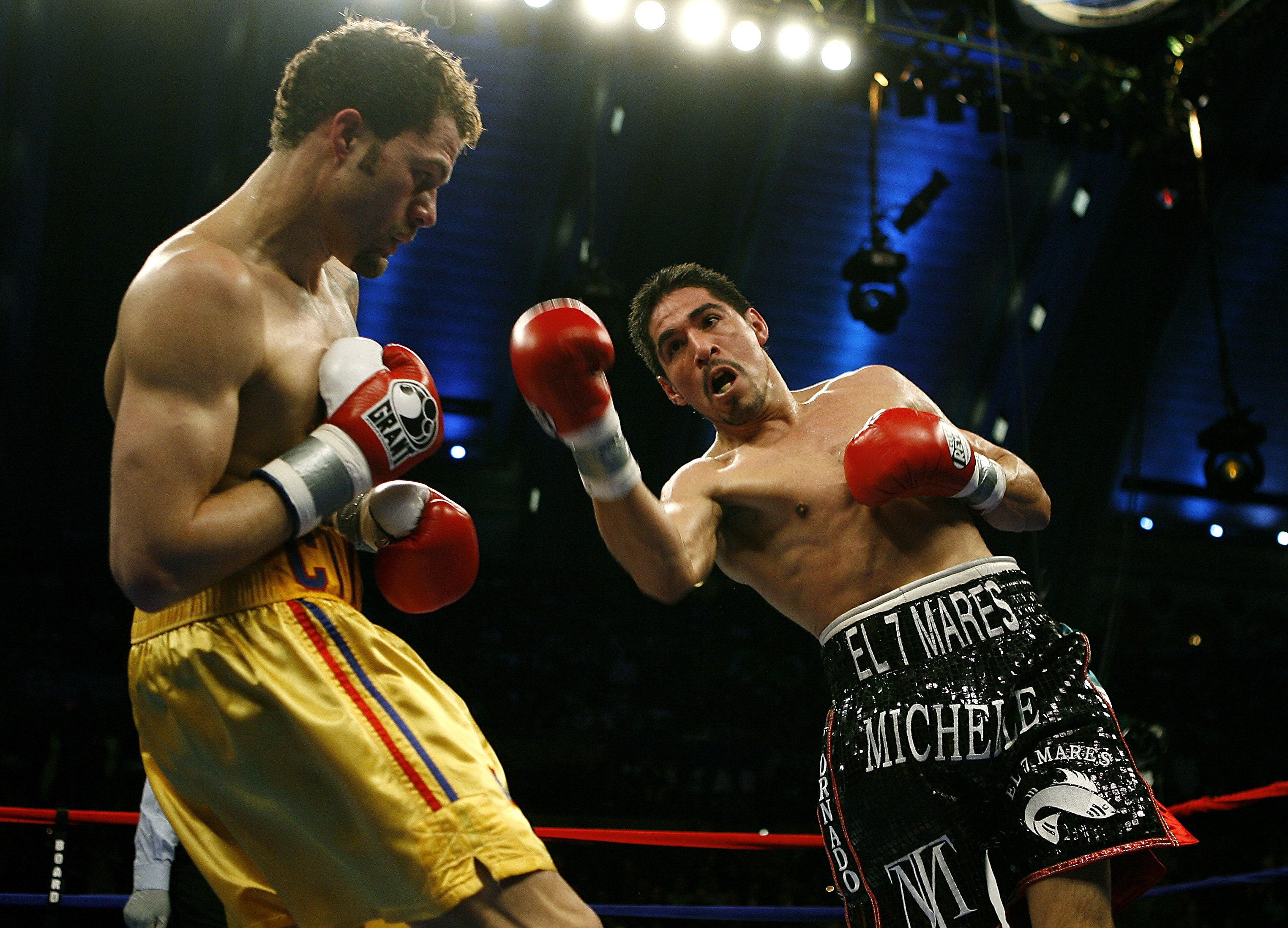 ATLANTIC CITY, NJ  - APRIL 12: Antonio Margarito (R) throws a punch during his IBF World Welterweight Title bout against Kermit Cintron at Boardwalk Hall on April 12, 2008 in Atlantic City, New Jersey. (Photo by Jeff Zelevansky/Getty Images)
