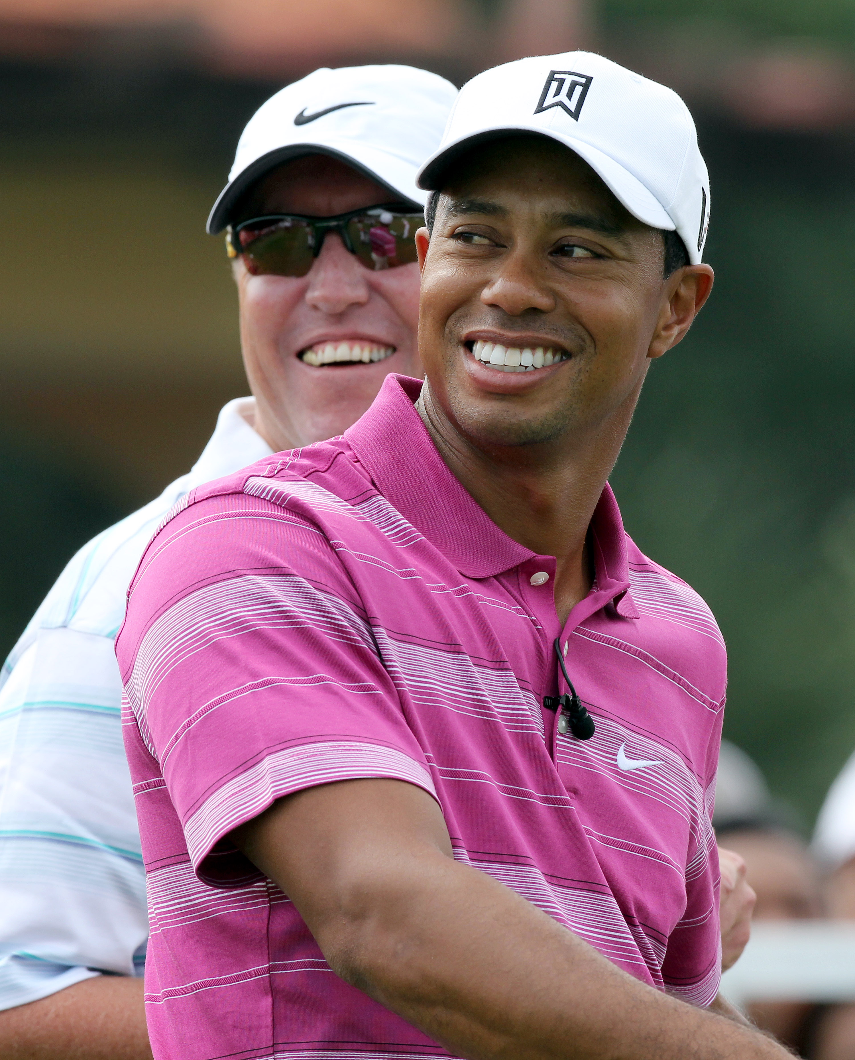 BANGKOK, THAILAND - NOVEMBER 08:  Tiger Woods of USA reacts on the 1st hole during the World Golf Salutes King Bhumibol Skins tournament at Amata Spring Country Club on November 8, 2010 in Bangkok, Thailand. (Photo by Stanley Chou/Getty Images)