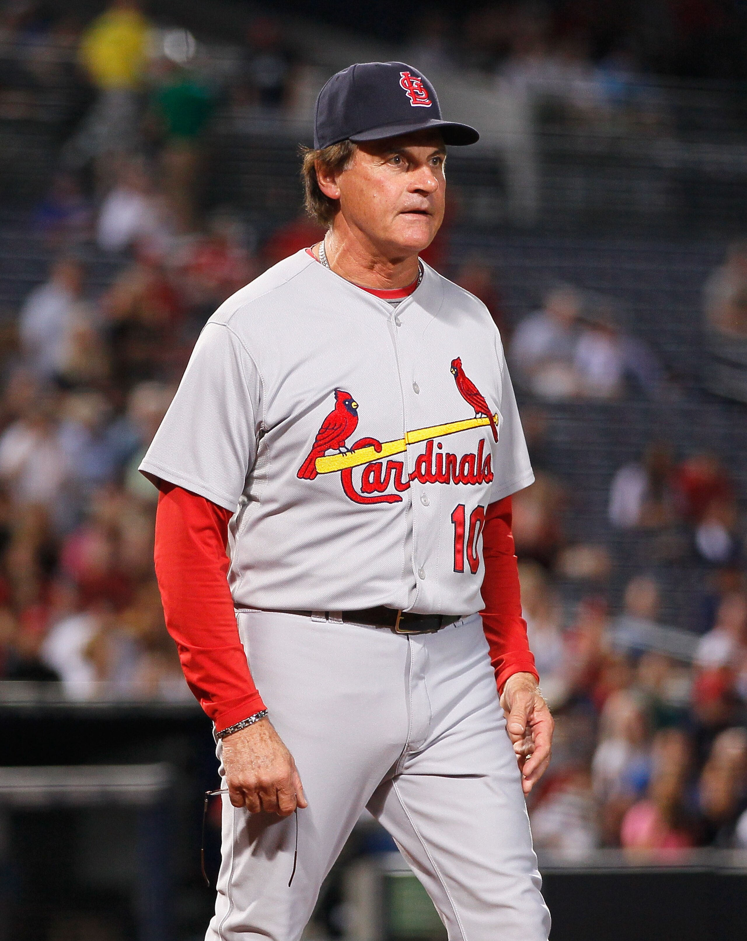 ATLANTA - SEPTEMBER 09:  Manager Tony LaRussa of the St. Louis Cardinals against the Atlanta Braves at Turner Field on September 9, 2010 in Atlanta, Georgia.  (Photo by Kevin C. Cox/Getty Images)