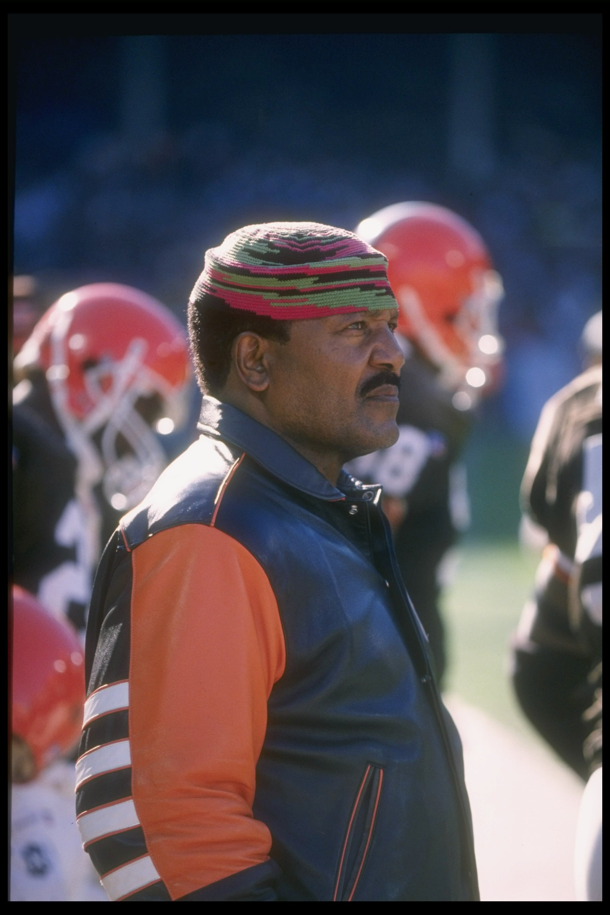 23 Oct 1994:  Jim Brown looks on during a game between the Cleveland Browns and the Cincinnati Bengals at Cleveland Stadium in Cleveland, Ohio. Mandatory Credit: Rick Stewart  /Allsport