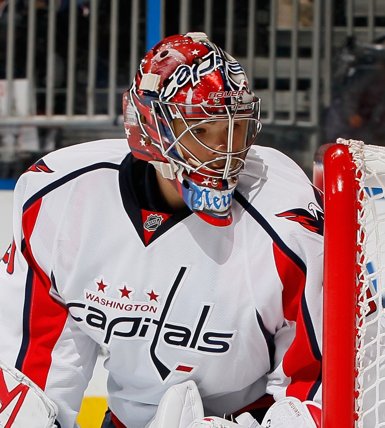 ATLANTA - OCTOBER 08:  Michal Neuvirth #30 of the Washington Capitals against the Atlanta Thrashers at Philips Arena on October 8, 2010 in Atlanta, Georgia.  (Photo by Kevin C. Cox/Getty Images)