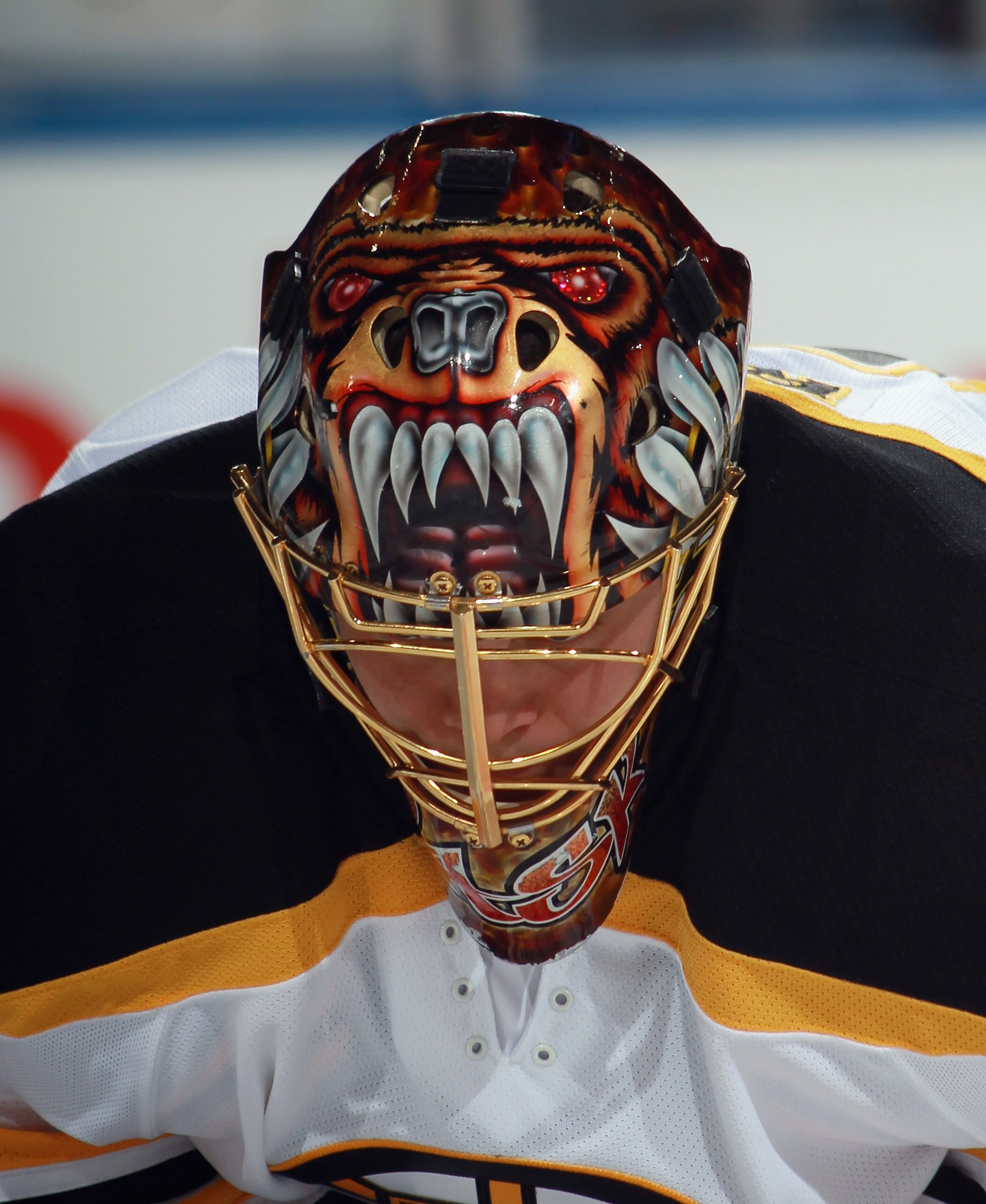 BUFFALO, NY - NOVEMBER 03:  Tuukka Rask #40 of the Boston Bruins skates during warmups prior to the game against the Buffalo Sabres at the HSBC Arena on November 3, 2010 in Buffalo, New York. The Bruins defeated the Sabres 5-2.  (Photo by Bruce Bennett/Ge