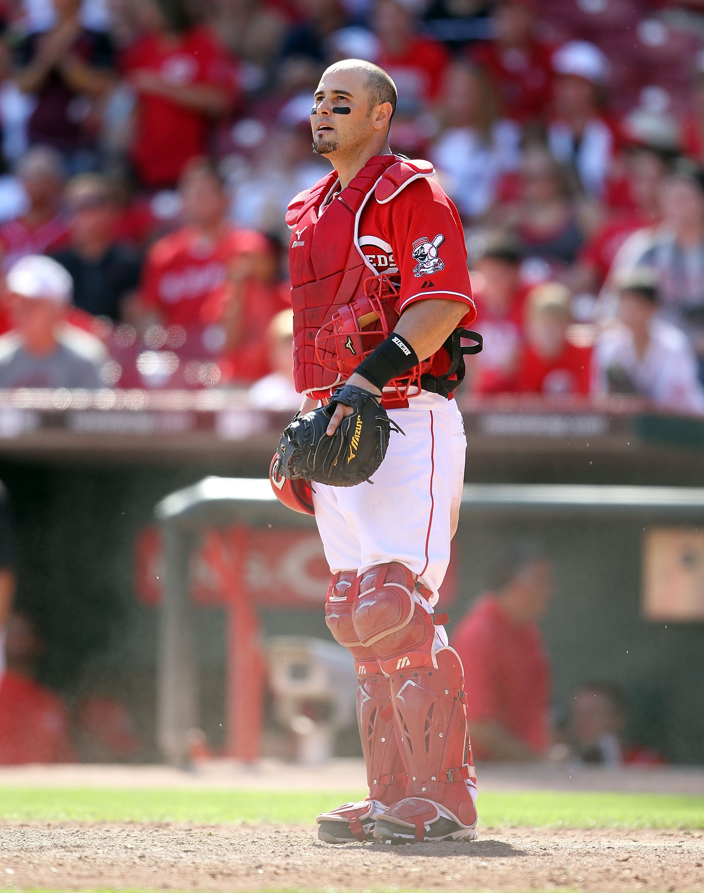 CINCINNATI - SEPTEMBER 12:  Ramon Hernandez #55 of the Cincinnati Reds is pictured during the game against the Pittsburgh Pirates at Great American Ballpark on September 12, 2010 in Cincinnati, Ohio.  (Photo by Andy Lyons/Getty Images)