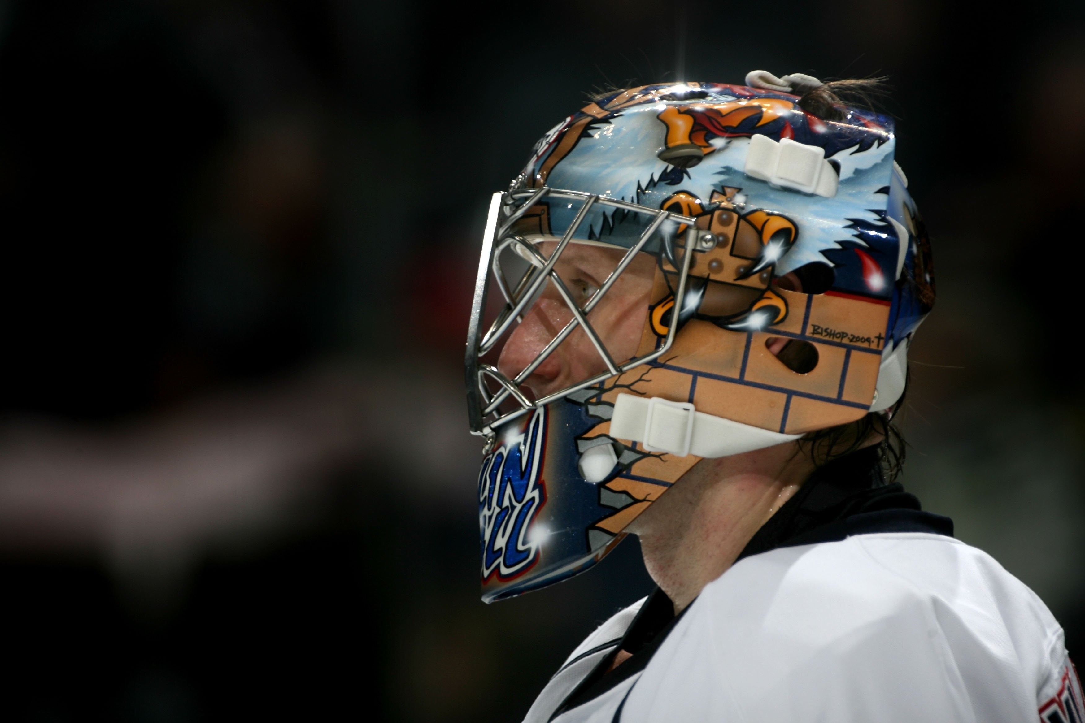 DENVER - NOVEMBER 08:  Goalie Nikolai Khabibulin #35 of the Edmonton Oilers looks on during a break in the action against the Colorado Avalanche during NHL action at the Pepsi Center on November 8, 2009 in Denver, Colorado. The Oilers defeated the Avalanc