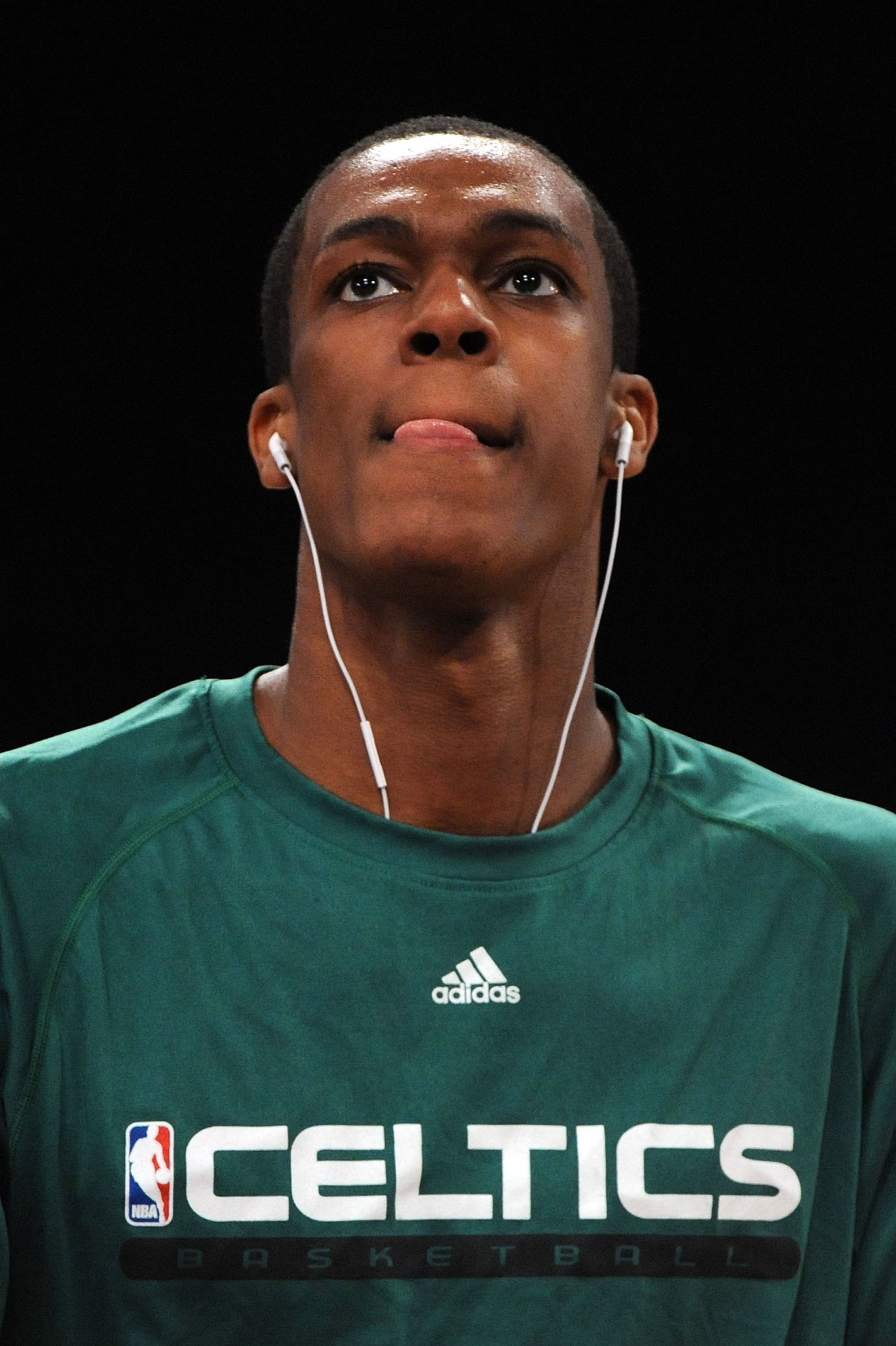 LOS ANGELES, CA - JUNE 15:  Rajon Rondo #9 of the Boston Celtics warms up before taking on the Los Angeles Lakers in Game Six of the 2010 NBA Finals at Staples Center on June 15, 2010 in Los Angeles, California.  NOTE TO USER: User expressly acknowledges 