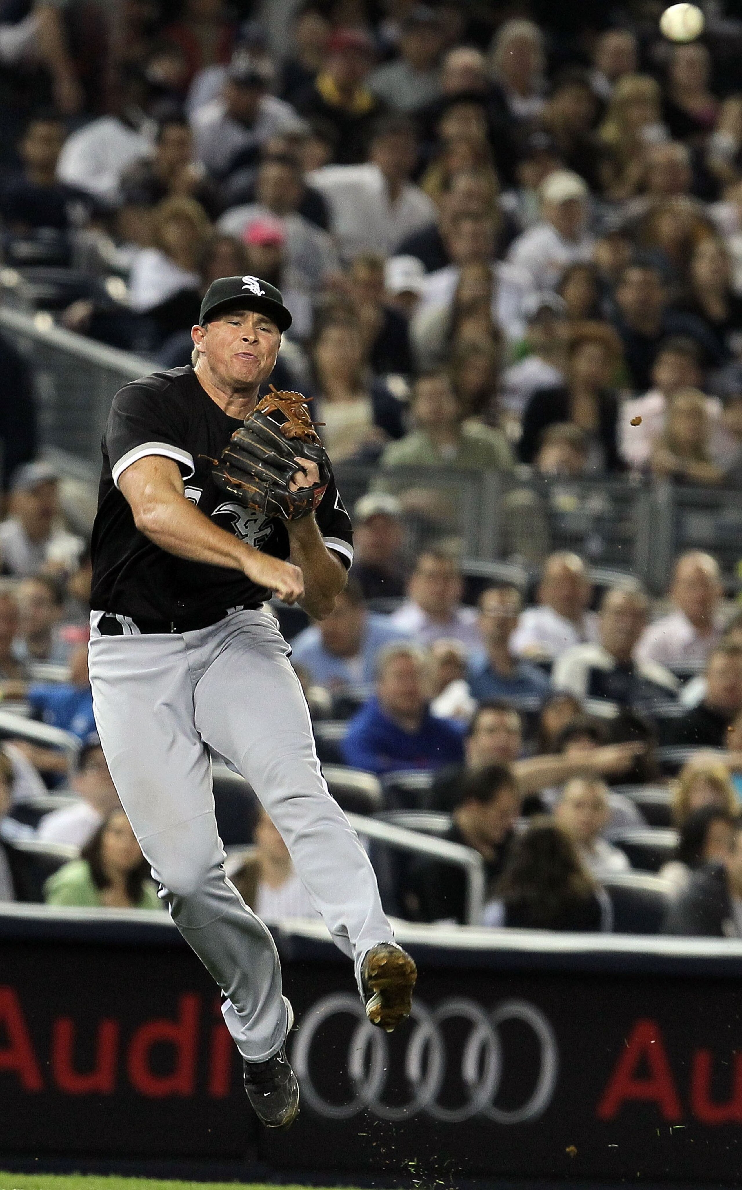 NEW YORK - APRIL 30:  Mark Teahen #23 of the Chicago White Sox throws to first base for an out against the New York Yankees during the fifth inning on April 30, 2010 at Yankee Stadium in the Bronx borough of New York City.  (Photo by Jim McIsaac/Getty Ima