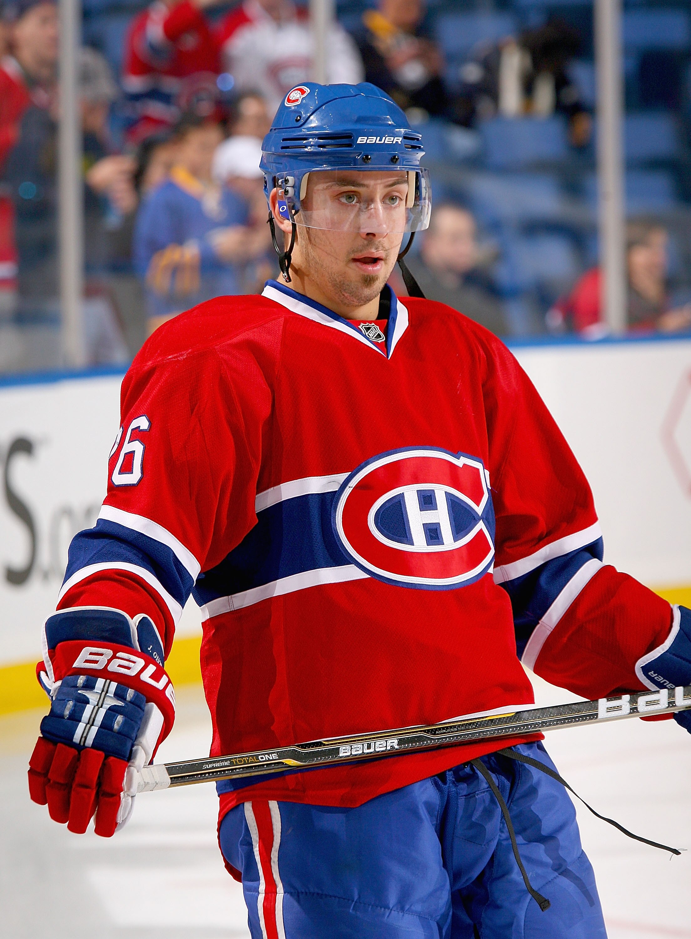 BUFFALO, NY - OCTOBER 15: Josh Gorges #26 of the Montreal Canadiens skates  during the warmup prior to play against the Buffalo Sabres at HSBC Arena on October 15, 2010 in Buffalo, New York. Montreal won 2-1.  (Photo by Rick Stewart/Getty Images)