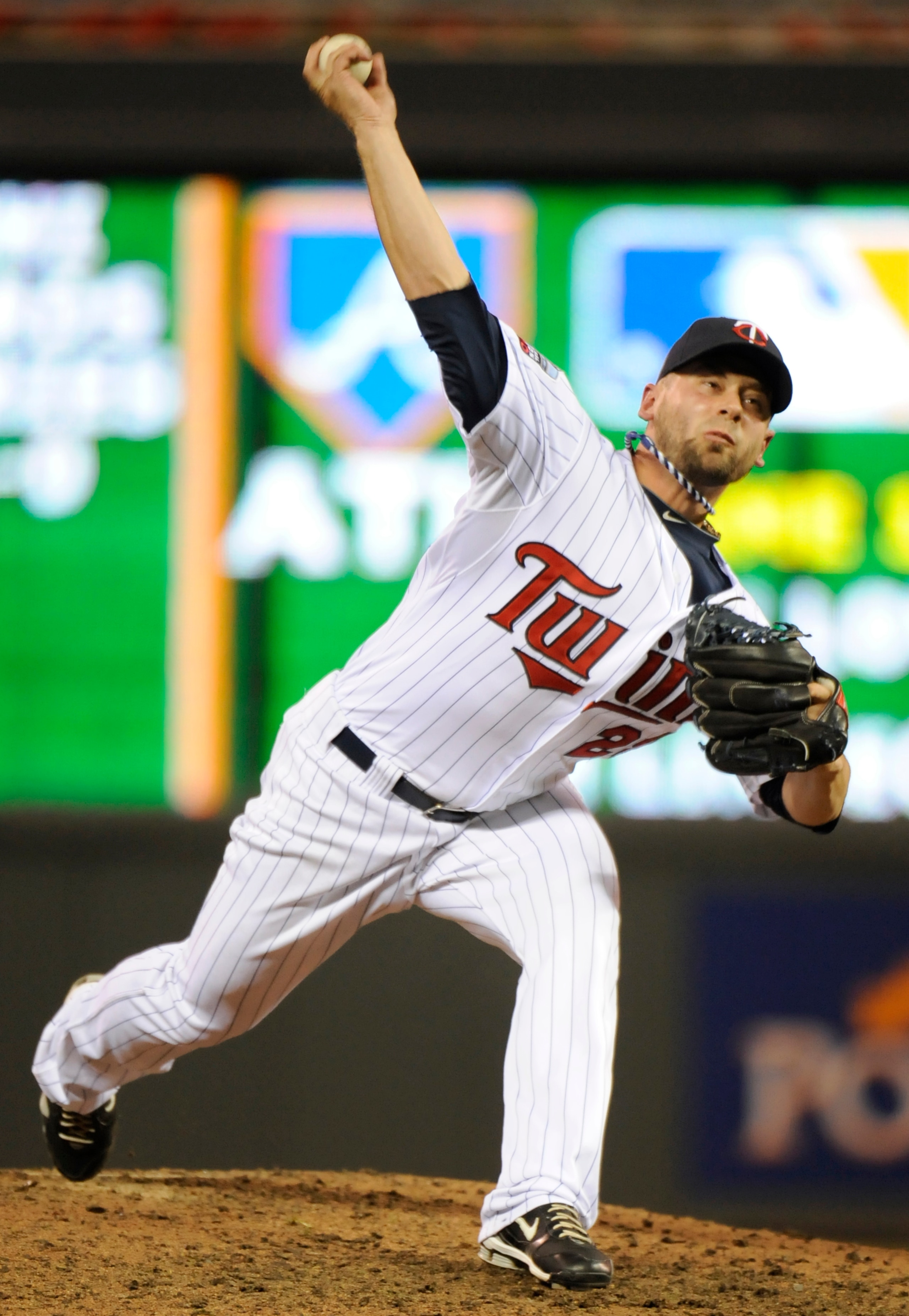 MINNEAPOLIS, MN - OCTOBER 6: Jesse Crain #28 of the Minnesota Twins pitches during game one of the ALDS against the New York Yankees on October 6, 2010 at Target Field in Minneapolis, Minnesota. (Photo by Hannah Foslien /Getty Images)