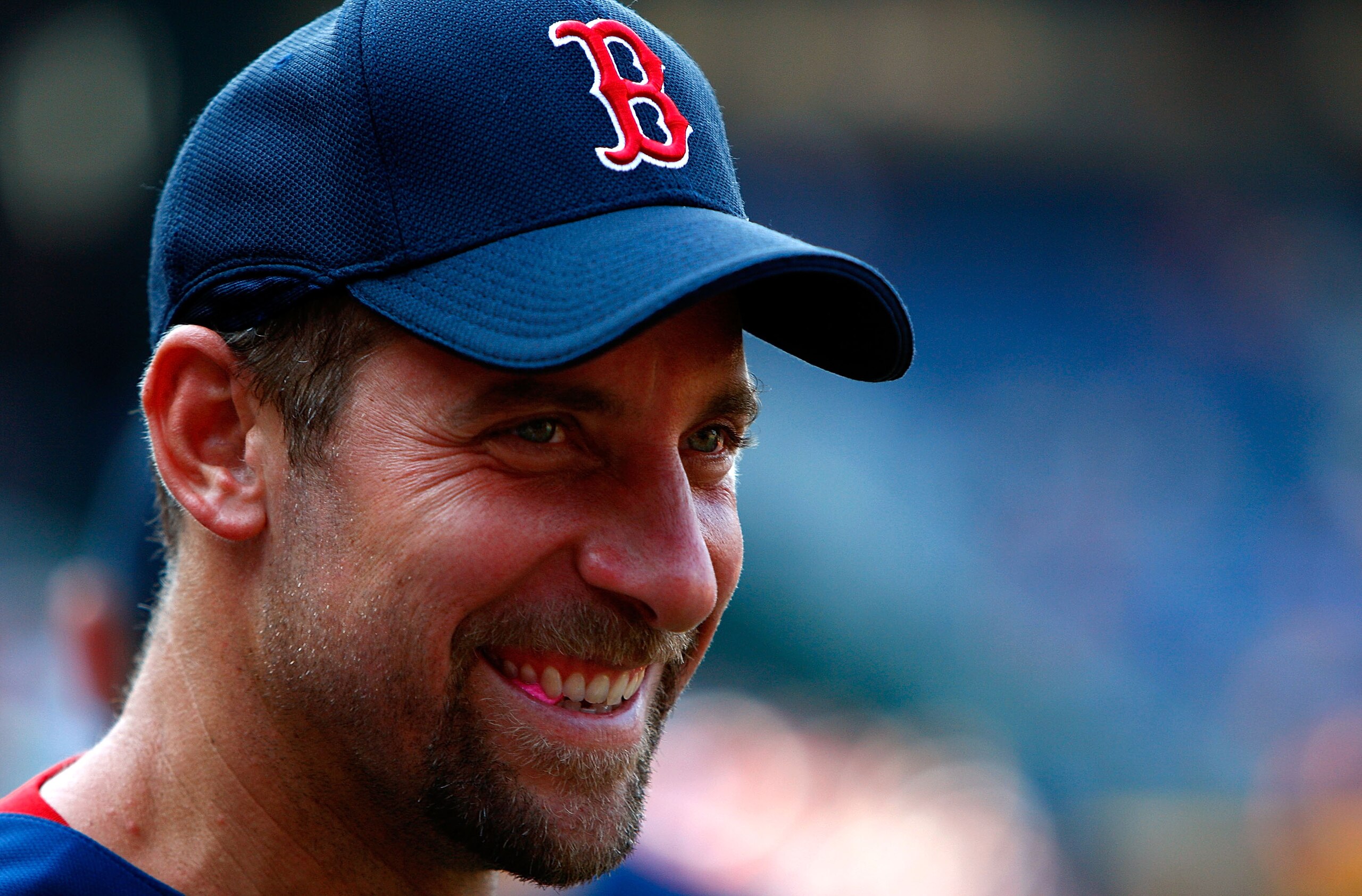 ATLANTA - JUNE 26:  Pitcher John Smoltz #29 of the Boston Red Sox enjoys a laugh during pregame warmups before facing the Atlanta Braves at Turner Field on June 26, 2009 in Atlanta, Georgia.  (Photo by Kevin C. Cox/Getty Images)
