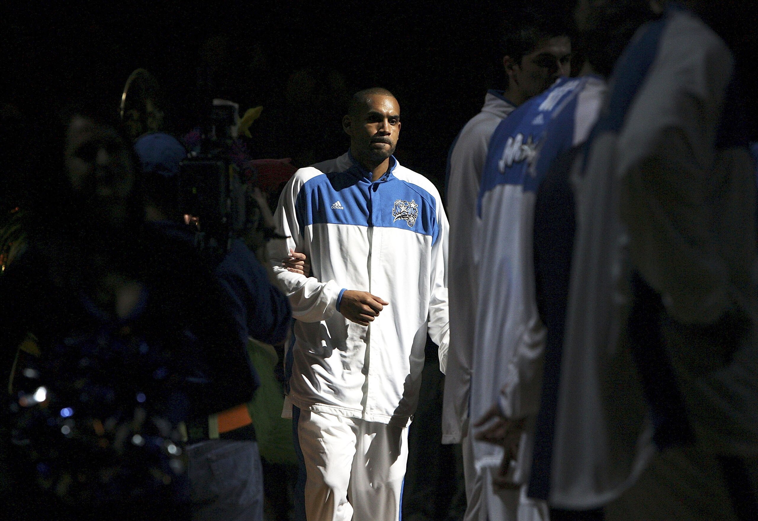 ORLANDO, FL - NOVEMBER 01:  Grant Hill #33 of the Orlando Magic is introduced prior to taking on the Chicago Bulls on November 1, 2006 at TD Waterhouse Centre in Orlando, Florida.  NOTE TO USER: User expressly acknowledges and agrees that, by downloading
