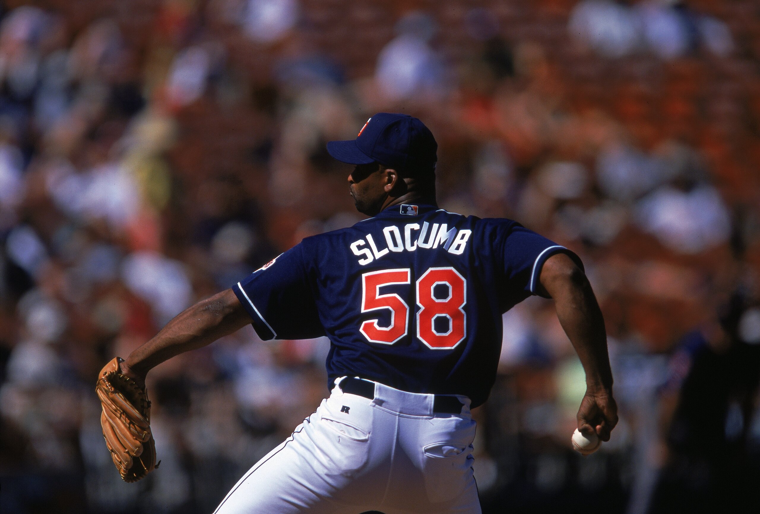 3 Sep 2000:  Pitcher Heathcliff Slocumb #58 of the San Diego Padres winds up for the pitch during the game against the Pittsburgh Pirates at Qualcomm Stadium in San Diego, California.  The Pardes defeated the Pirates 8-6.Mandatory Credit: Jeff Gross  /All