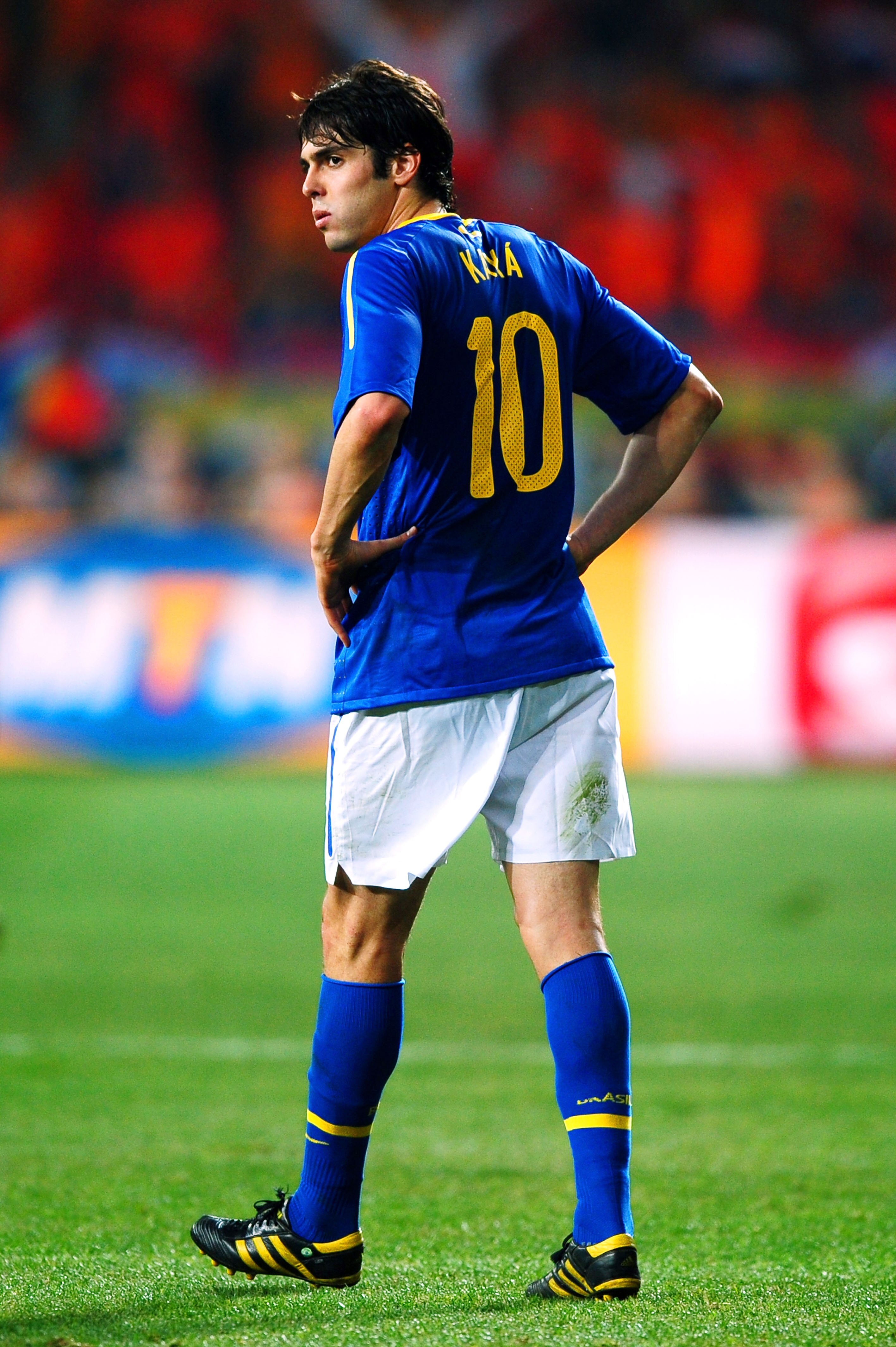 PORT ELIZABETH, SOUTH AFRICA - JULY 02:  Kaka of Brazil is dejected after being knocked out of the tournament during the 2010 FIFA World Cup South Africa Quarter Final match between Netherlands and Brazil at Nelson Mandela Bay Stadium on July 2, 2010 in N