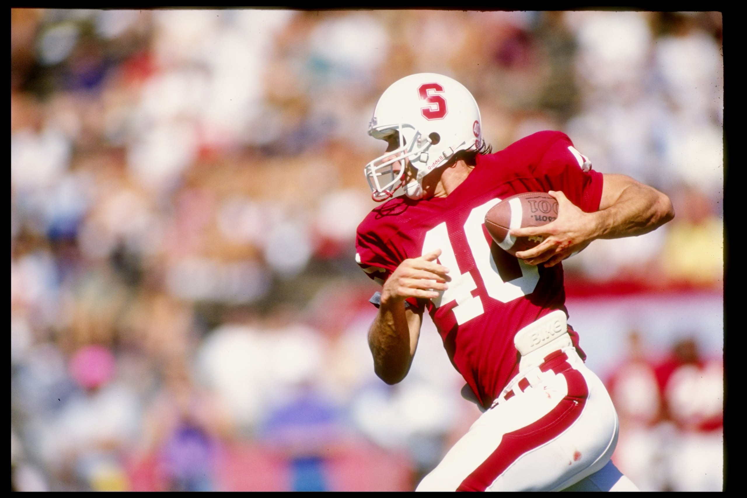 13 Oct 1990:  Wide receiver Ed McCaffrey of the Stanford Cardinal in action during a game against the USC Trojans.  The USC Trojans won the game 37-22.   Mandatory Credit: Rick Stewart  /Allsport