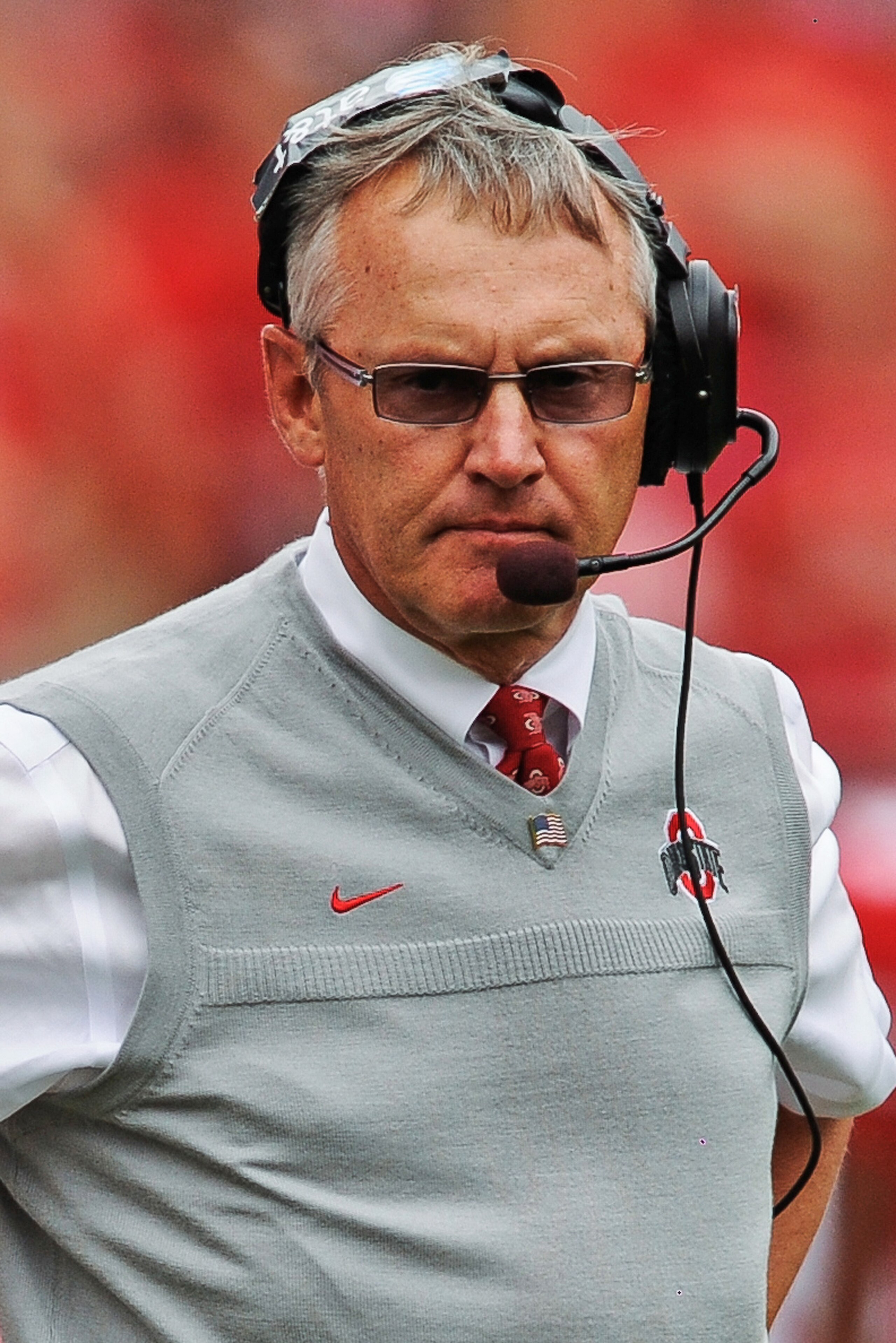 COLUMBUS, OH - SEPTEMBER 11:  Head Coach Jim Tressel of the Ohio State Buckeyes watches his team play against the Miami Hurricanes at Ohio Stadium on September 11, 2010 in Columbus, Ohio.  (Photo by Jamie Sabau/Getty Images)