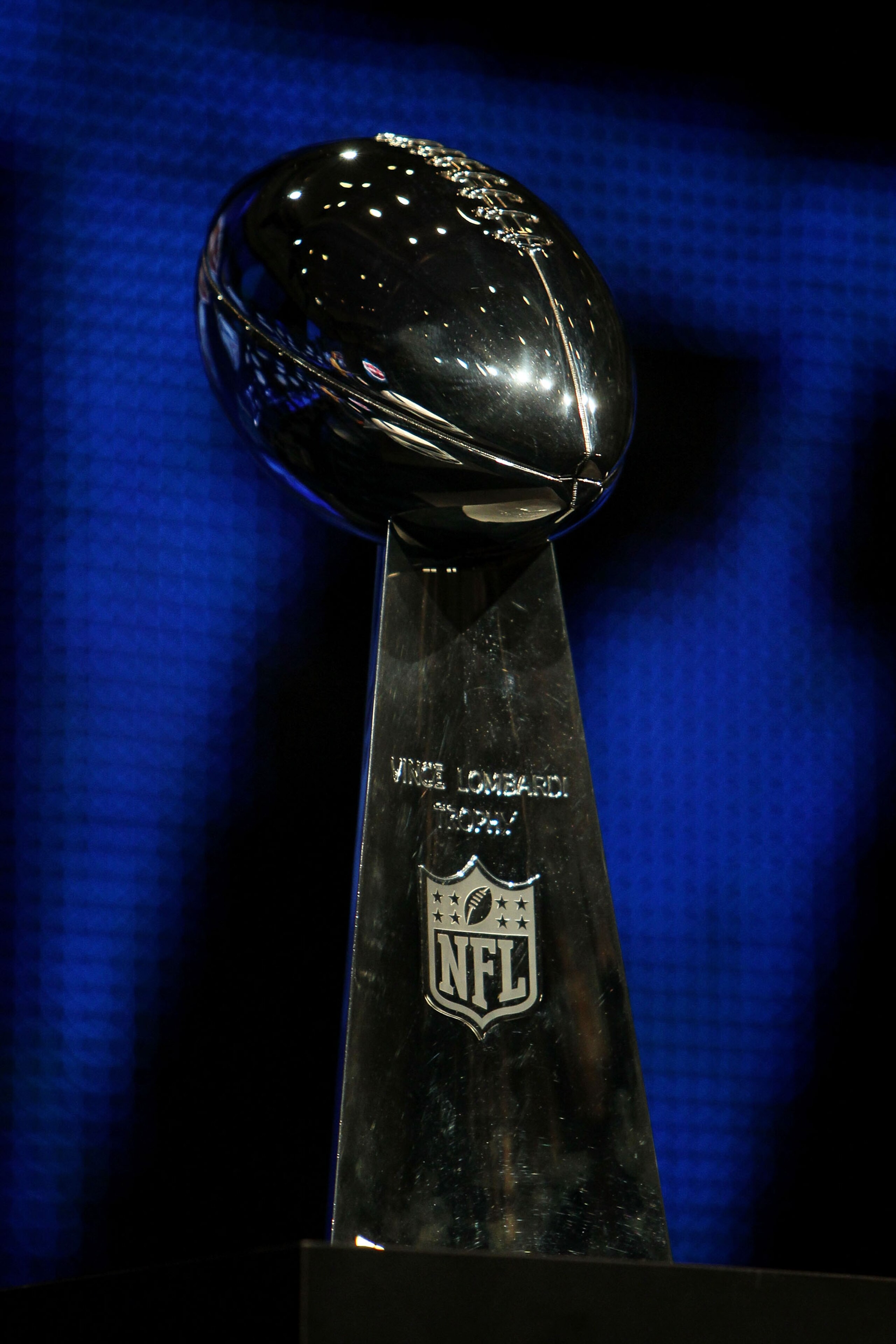 FORT LAUDERDALE, FL - FEBRUARY 05: The Vince Lombardi Trophy is seen during the AFC Head Coach Press Conference held at the Greater Ft. Lauderdale/Broward County Convention Center as part of media week for Super Bowl XLIV on February 5, 2010 in Fort Laud FORT LAUDERDALE, FL - FEBRUARY 05: The Vince Lombardi Trophy is seen during the AFC Head Coach Press Conference held at the Greater Ft. Lauderdale/Broward County Convention Center as part of media week for Super Bowl XLIV on February 5, 2010 in Fort Laud