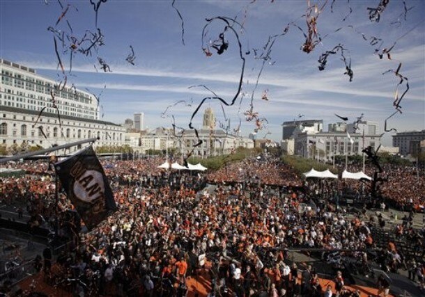 San Francisco pulled out the stops to welcome home the World Series champs. (AP)