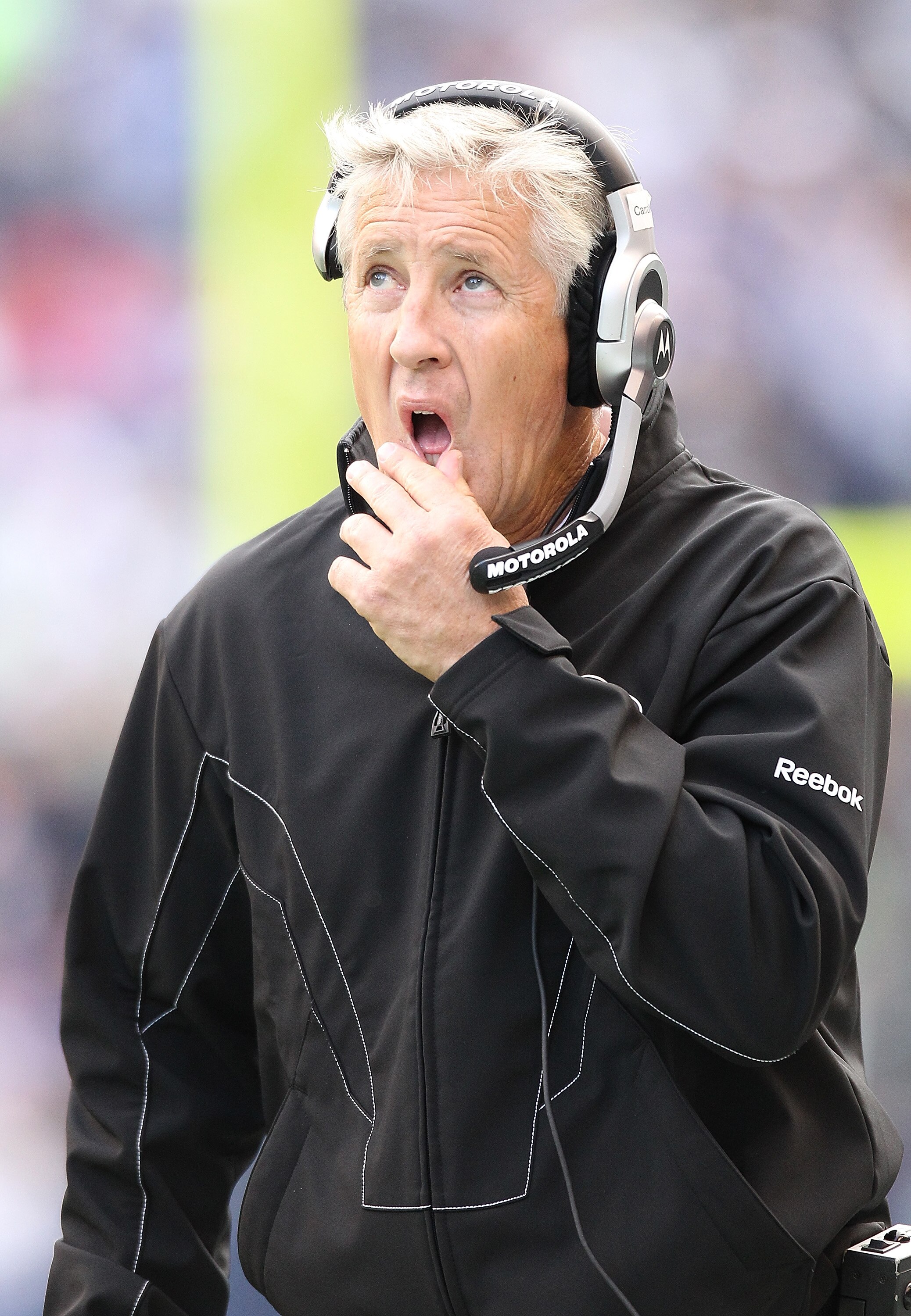 SEATTLE - NOVEMBER 07:  Head coach Pete Carroll of the Seattle Seahawks looks at the scoreboard during the game against the New York Giants at Qwest Field on November 7, 2010 in Seattle, Washington. The Giants defeated the Seahawks 41-7. (Photo by Otto Gr