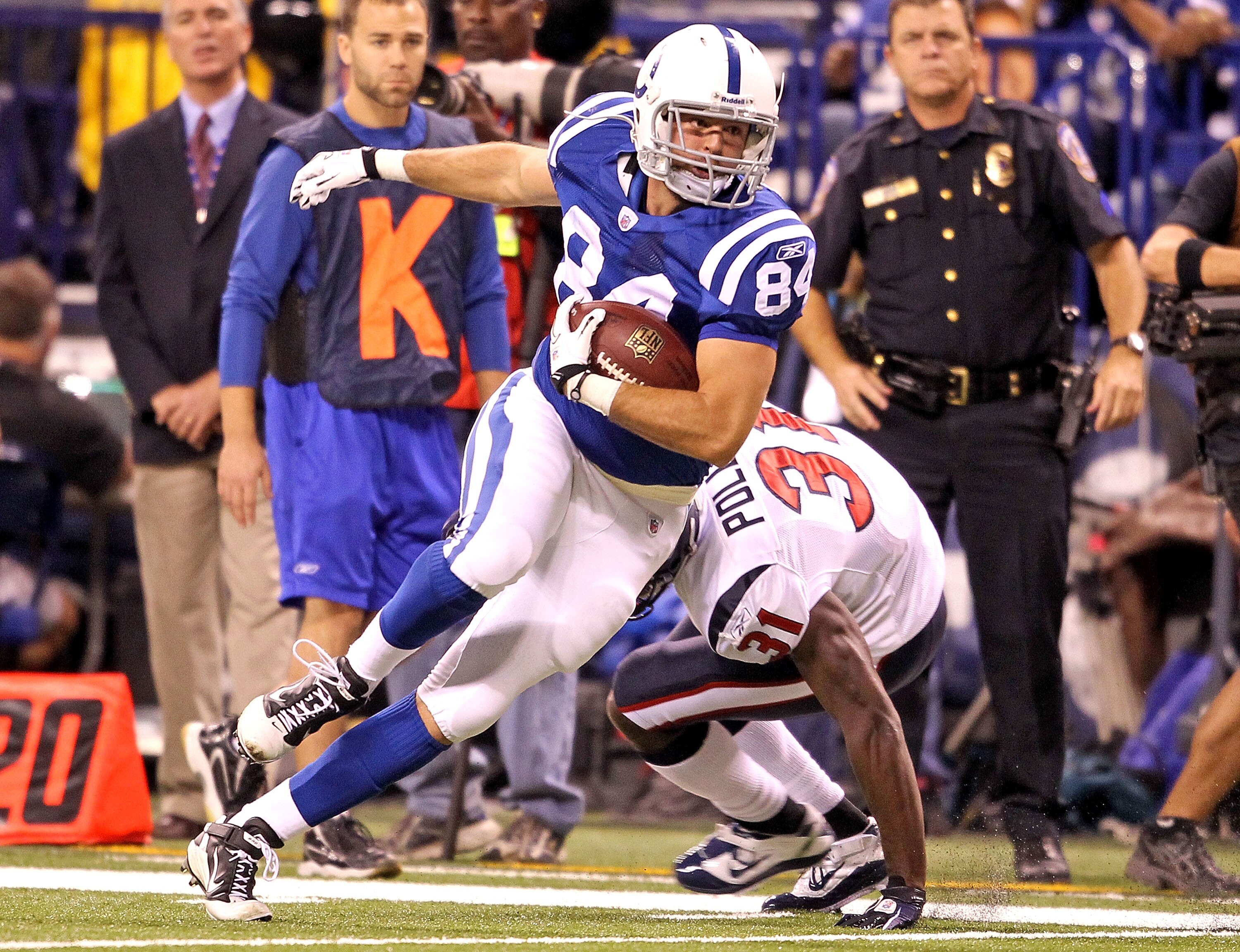 INDIANAPOLIS - NOVEMBER 01: Jacob Tamme #84 of Indianapolis Colts runs with the ball during the NFL game against the Houston Texans  at Lucas Oil Stadium on November 1, 2010 in Indianapolis, Indiana.  (Photo by Andy Lyons/Getty Images)