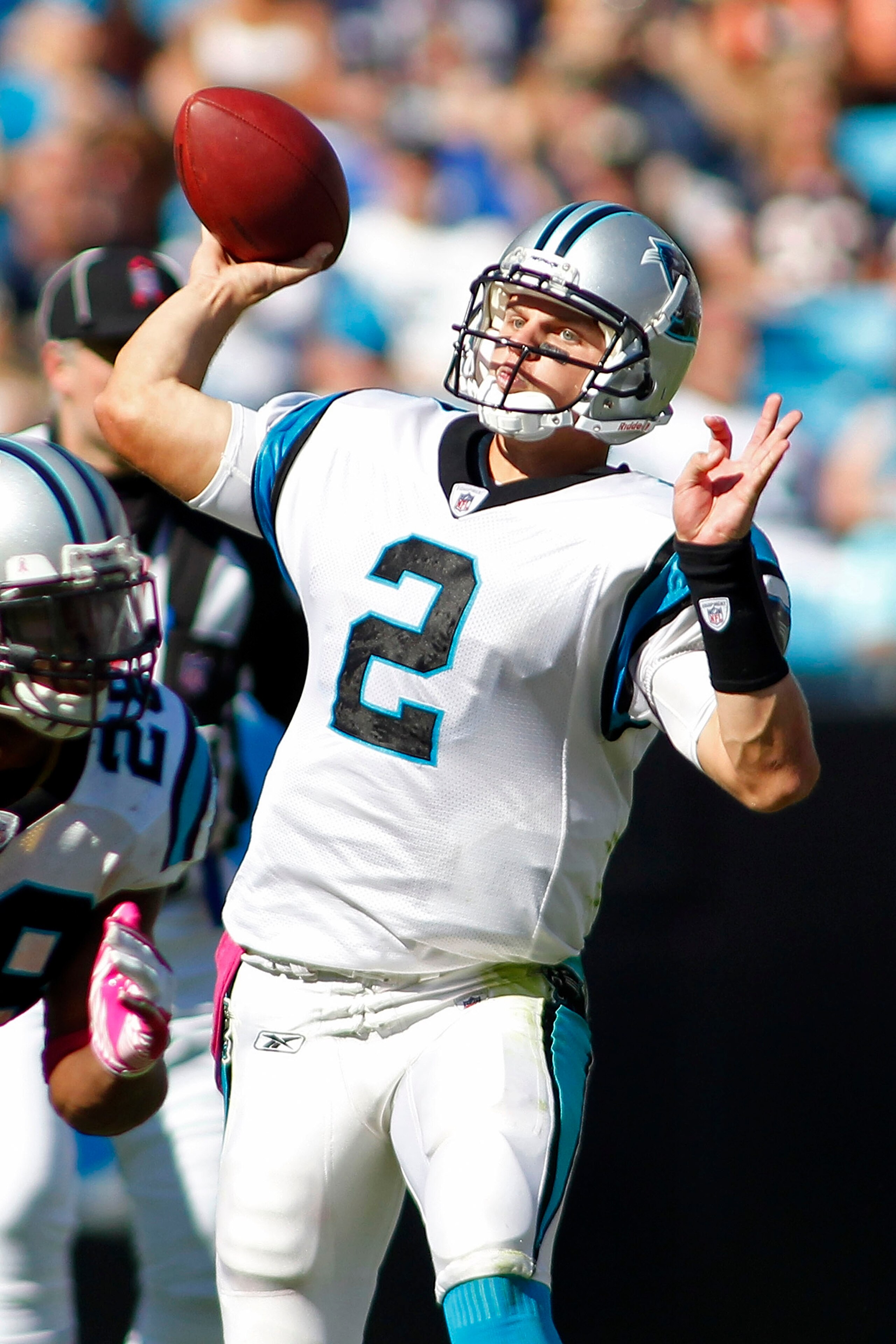 CHARLOTTE, NC - OCTOBER 10: Quarterback Jimmy Clausen #2 of the Carolina Panthers passes the ball against the Chicago Bears at Bank of America Stadium on October 10, 2010 in Charlotte, North Carolina. (Photo by Geoff Burke/Getty Images) CHARLOTTE, NC - OCTOBER 10: Quarterback Jimmy Clausen #2 of the Carolina Panthers passes the ball against the Chicago Bears at Bank of America Stadium on October 10, 2010 in Charlotte, North Carolina. (Photo by Geoff Burke/Getty Images)