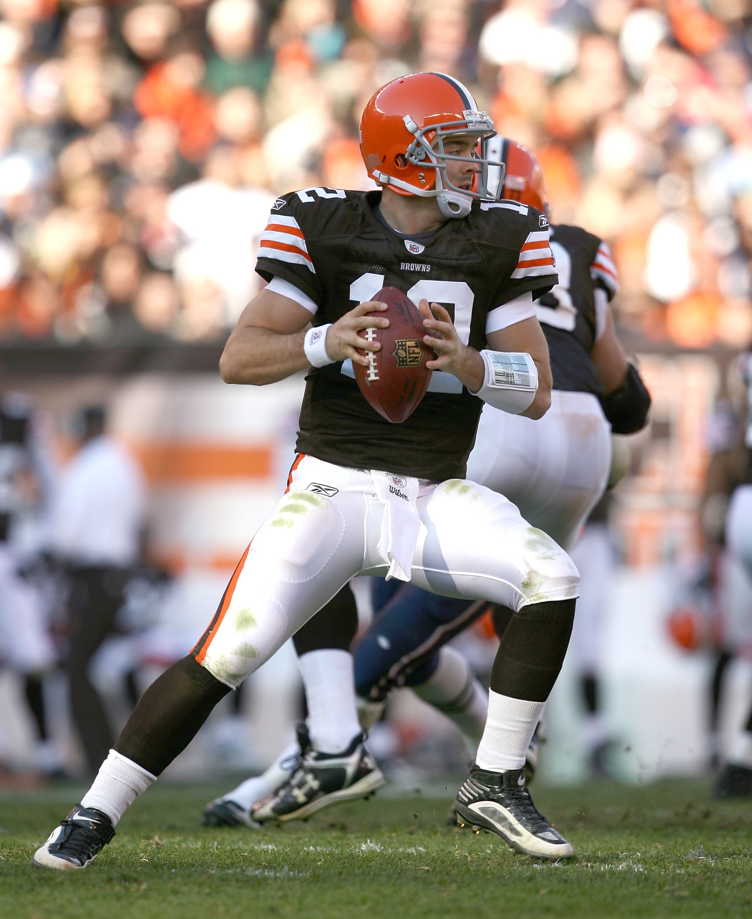 CLEVELAND - NOVEMBER 07: Quarterback Colt McCoy #12 of the Cleveland Browns throws to a receiver against the New England Patriots at Cleveland Browns Stadium on November 7, 2010 in Cleveland, Ohio. (Photo by Matt Sullivan/Getty Images) CLEVELAND - NOVEMBER 07: Quarterback Colt McCoy #12 of the Cleveland Browns throws to a receiver against the New England Patriots at Cleveland Browns Stadium on November 7, 2010 in Cleveland, Ohio. (Photo by Matt Sullivan/Getty Images)