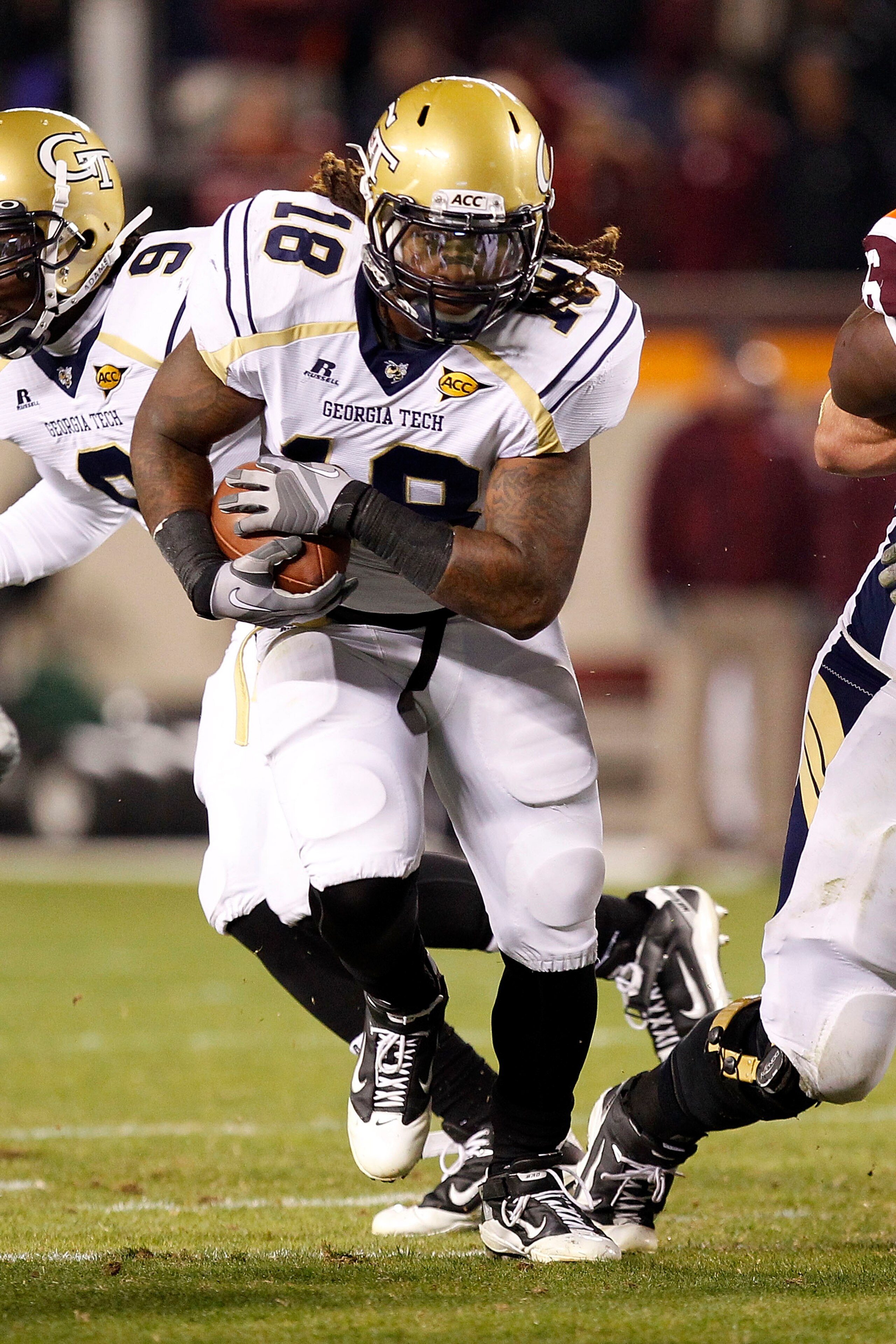 BLACKSBURG, VA - NOVEMBER 04: Running back Anthony Allen #18 of the Georgia Tech Yellow Jackets runs with the ball against the Virginia Tech Hokies at Lane Stadium on November 4, 2010 in Blacksburg, Virginia. (Photo by Geoff Burke/Getty Images) BLACKSBURG, VA - NOVEMBER 04: Running back Anthony Allen #18 of the Georgia Tech Yellow Jackets runs with the ball against the Virginia Tech Hokies at Lane Stadium on November 4, 2010 in Blacksburg, Virginia. (Photo by Geoff Burke/Getty Images)