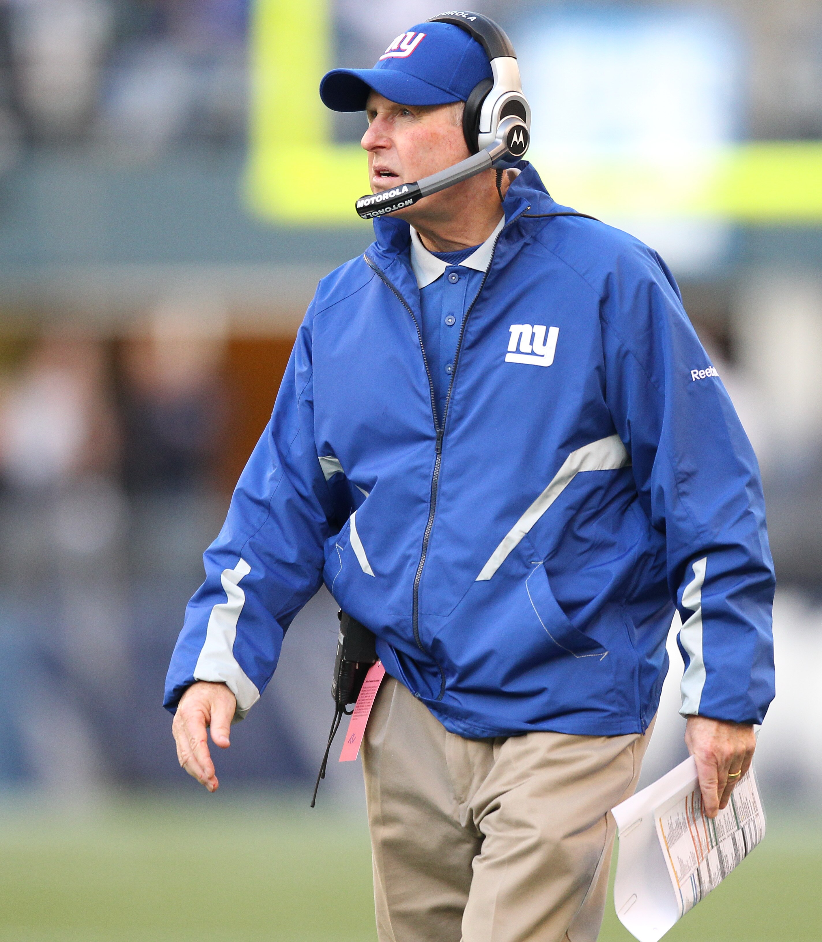 SEATTLE - NOVEMBER 07:  Head coach Tom Coughlin of the New York Giants looks on during the game against the Seattle Seahawks at Qwest Field on November 7, 2010 in Seattle, Washington. The Giants defeated the Seahawks 41-7. (Photo by Otto Greule Jr/Getty I