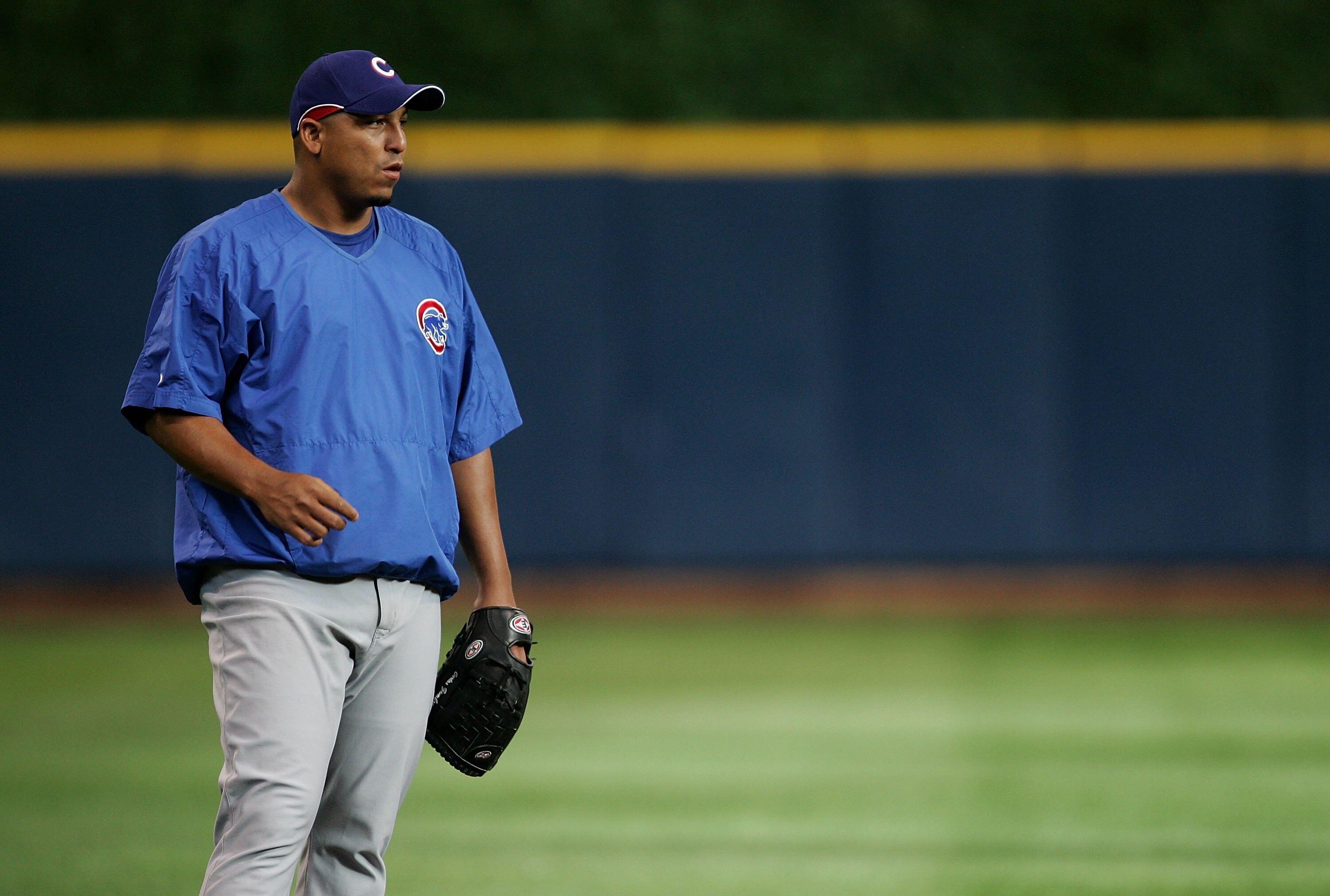 MILWAUKEE - JUNE 4: Pitcher Carlos Zambrano #38 of the Chicago Cubs watches batting practice before a game against the Milwaukee Brewers at Miller Park June 4, 2007 in Milwaukee, Wisconsin. Zambrano was in a fight with teammate Michael Barrett June 1 in C