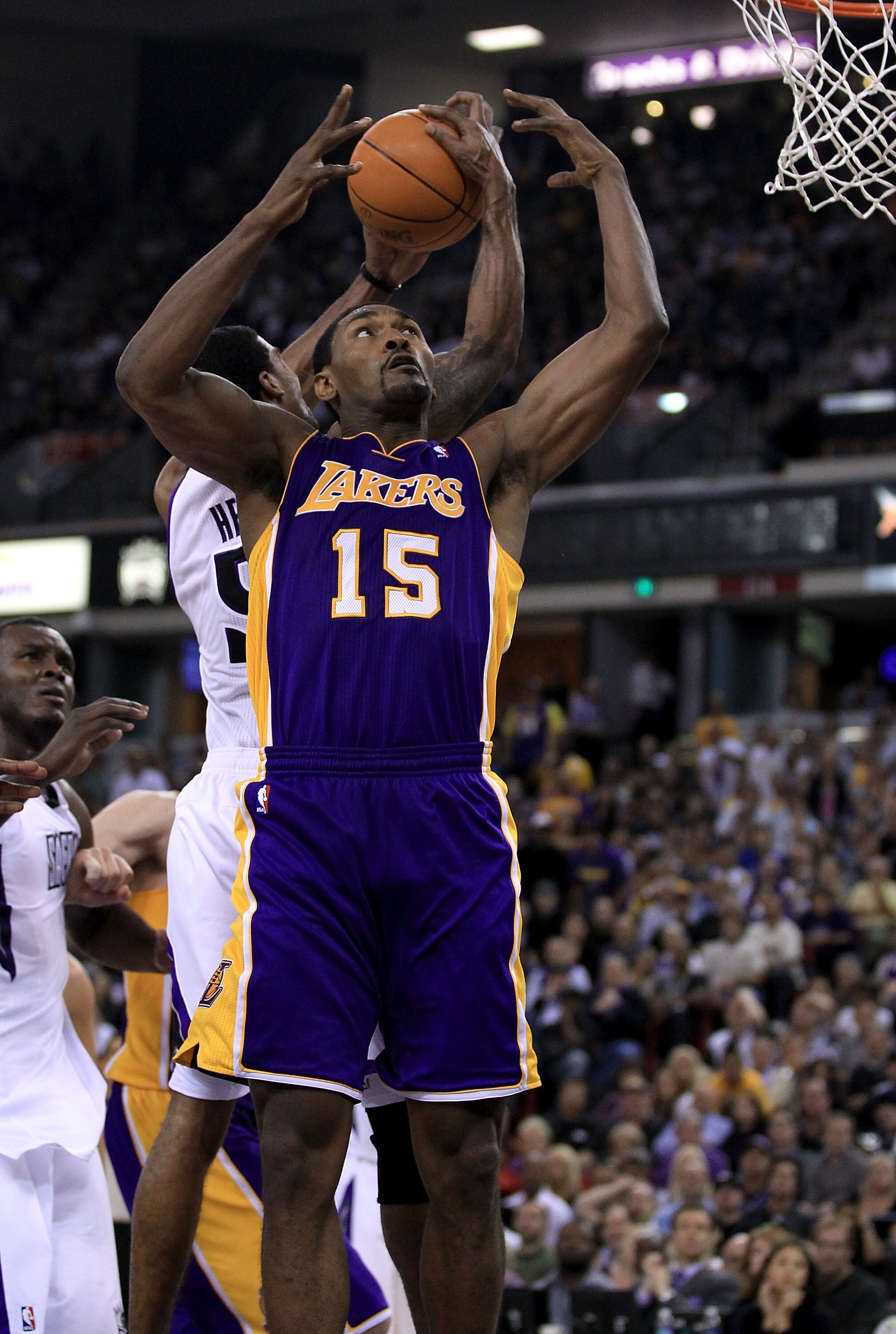 SACRAMENTO, CA - NOVEMBER 03:  Ron Artest #15 of the Los Angeles Lakers in action against the Sacramento Kings at ARCO Arena on November 3, 2010 in Sacramento, California.  NOTE TO USER: User expressly acknowledges and agrees that, by downloading and or u
