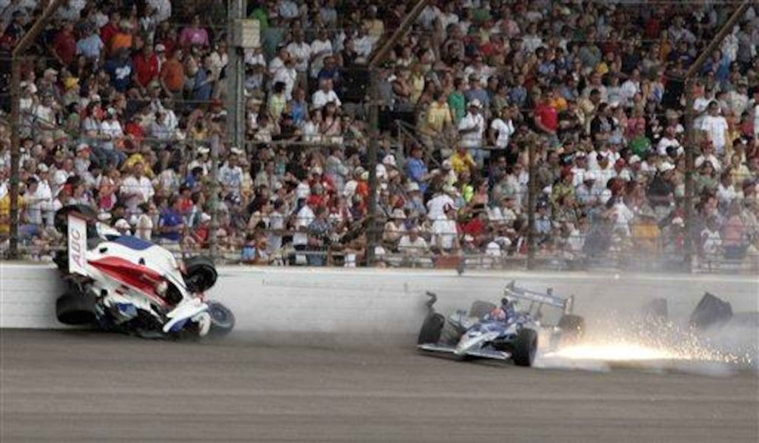 Meira and Rafa Matos collide at the 2009 Indy 500.