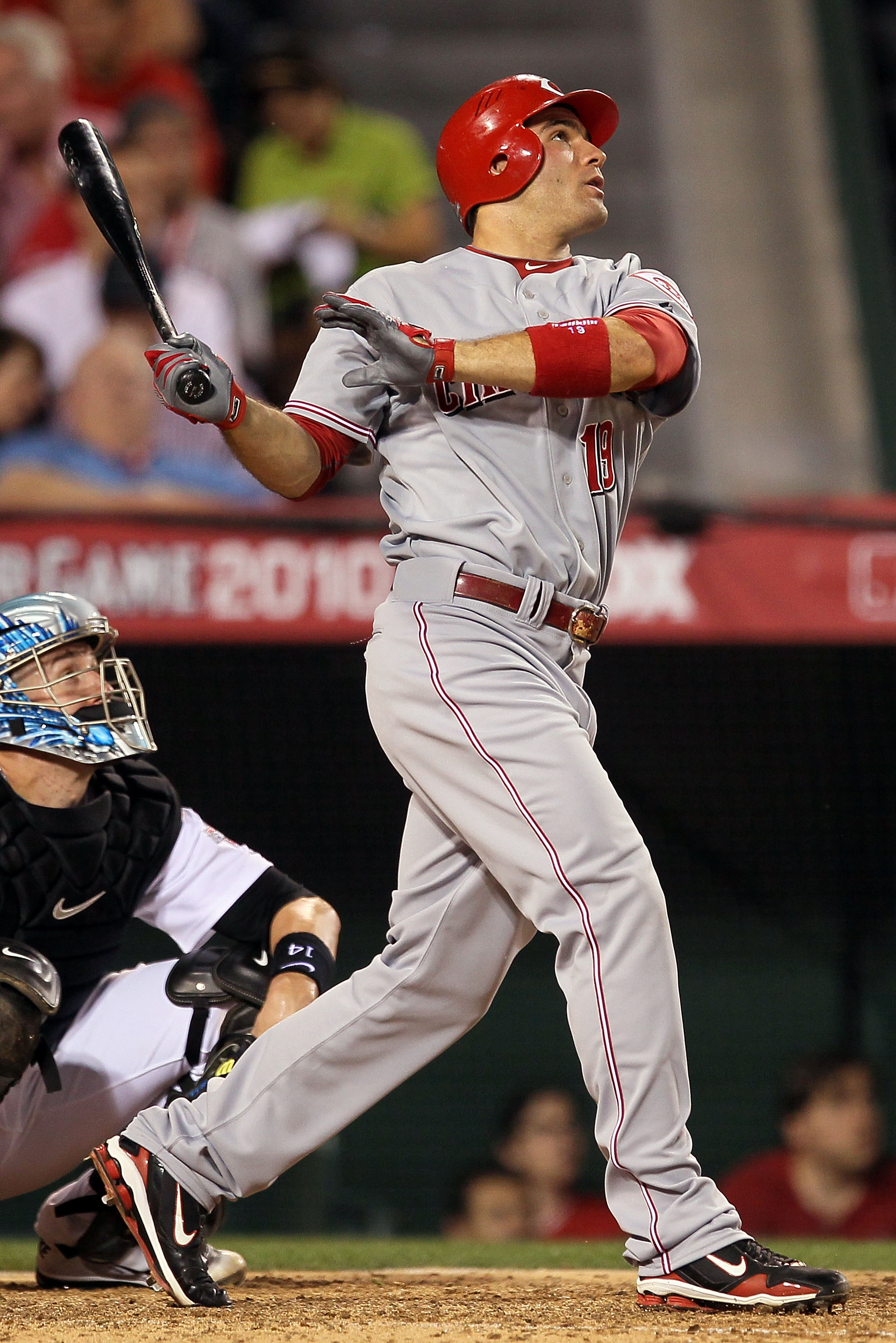 ANAHEIM, CA - JULY 13:  National League All-Star Joey Votto #19 of the Cincinnati Reds at bat during the 81st MLB All-Star Game at Angel Stadium of Anaheim on July 13, 2010 in Anaheim, California.  (Photo by Stephen Dunn/Getty Images)