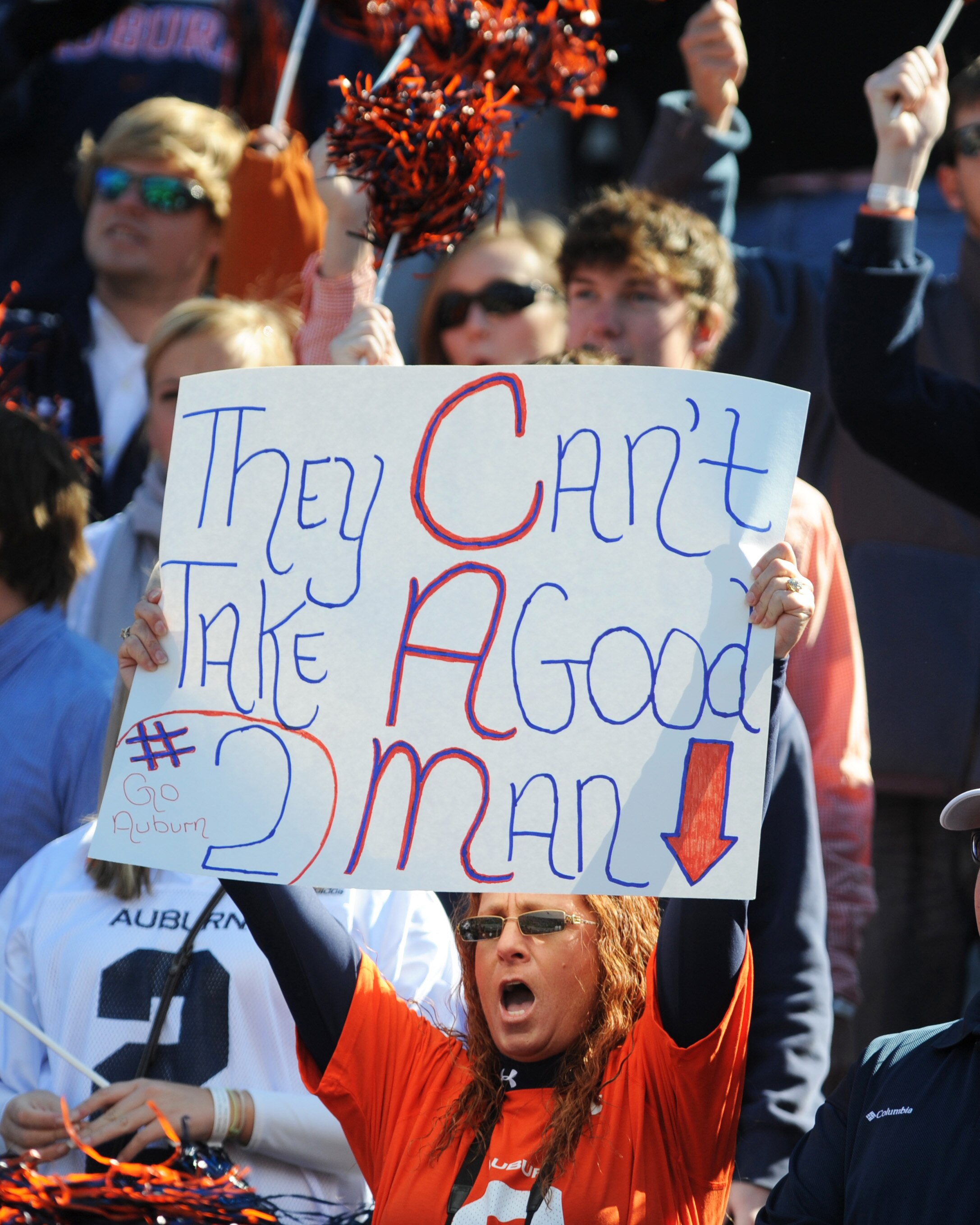AUBURN, AL - NOVEMBER 06:  Fans of the Auburn Tigers cheer play against the Chattanooga Mocs November 6, 2010 at Jordan-Hare Stadium in Auburn, Alabama.  (Photo by Al Messerschmidt/Getty Images)