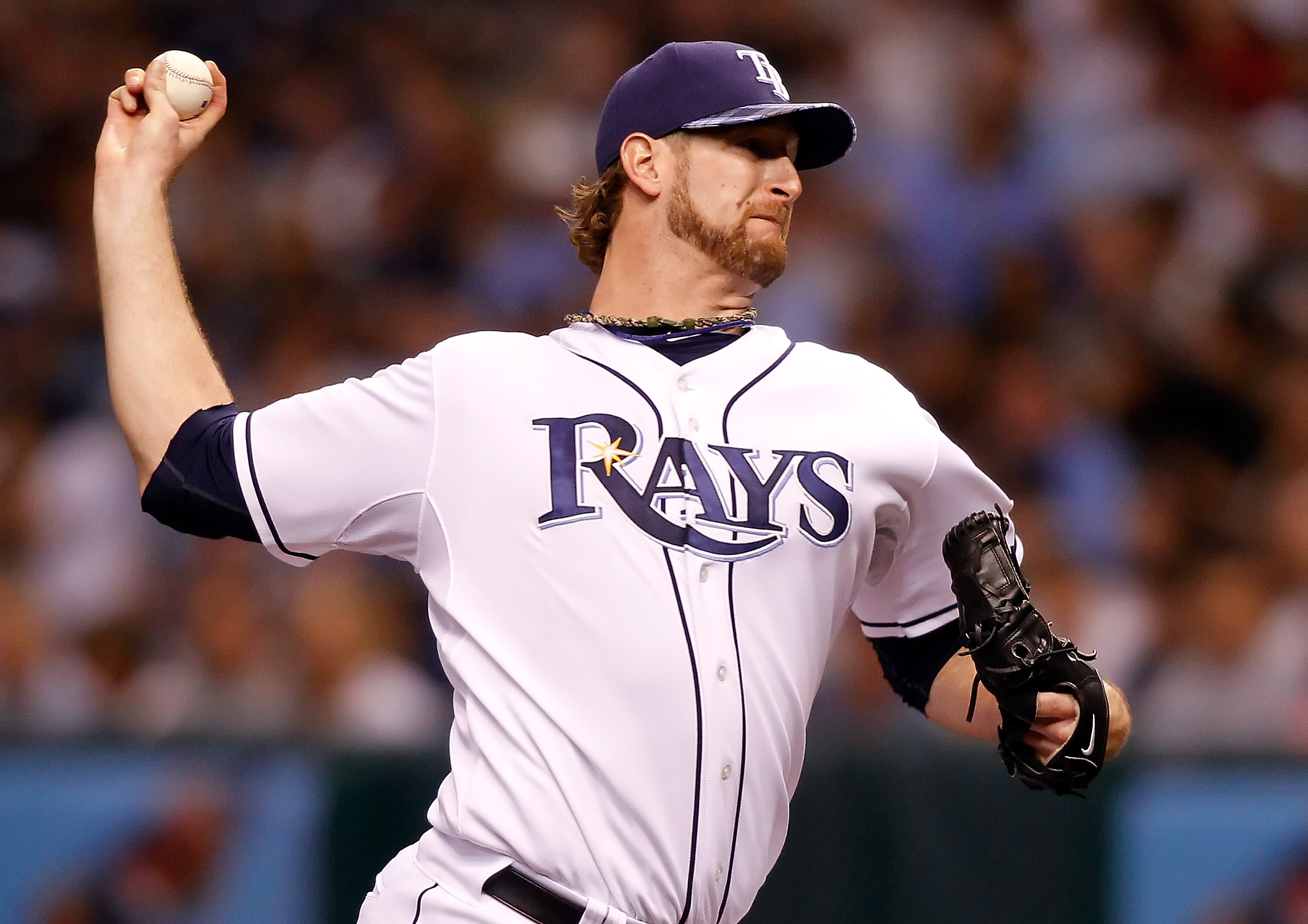 ST. PETERSBURG, FL - SEPTEMBER 29:  Pitcher Jeff Niemann #34 of the Tampa Bay Rays pitches against the Baltimore Orioles during the game at Tropicana Field on September 29, 2010 in St. Petersburg, Florida.  (Photo by J. Meric/Getty Images)