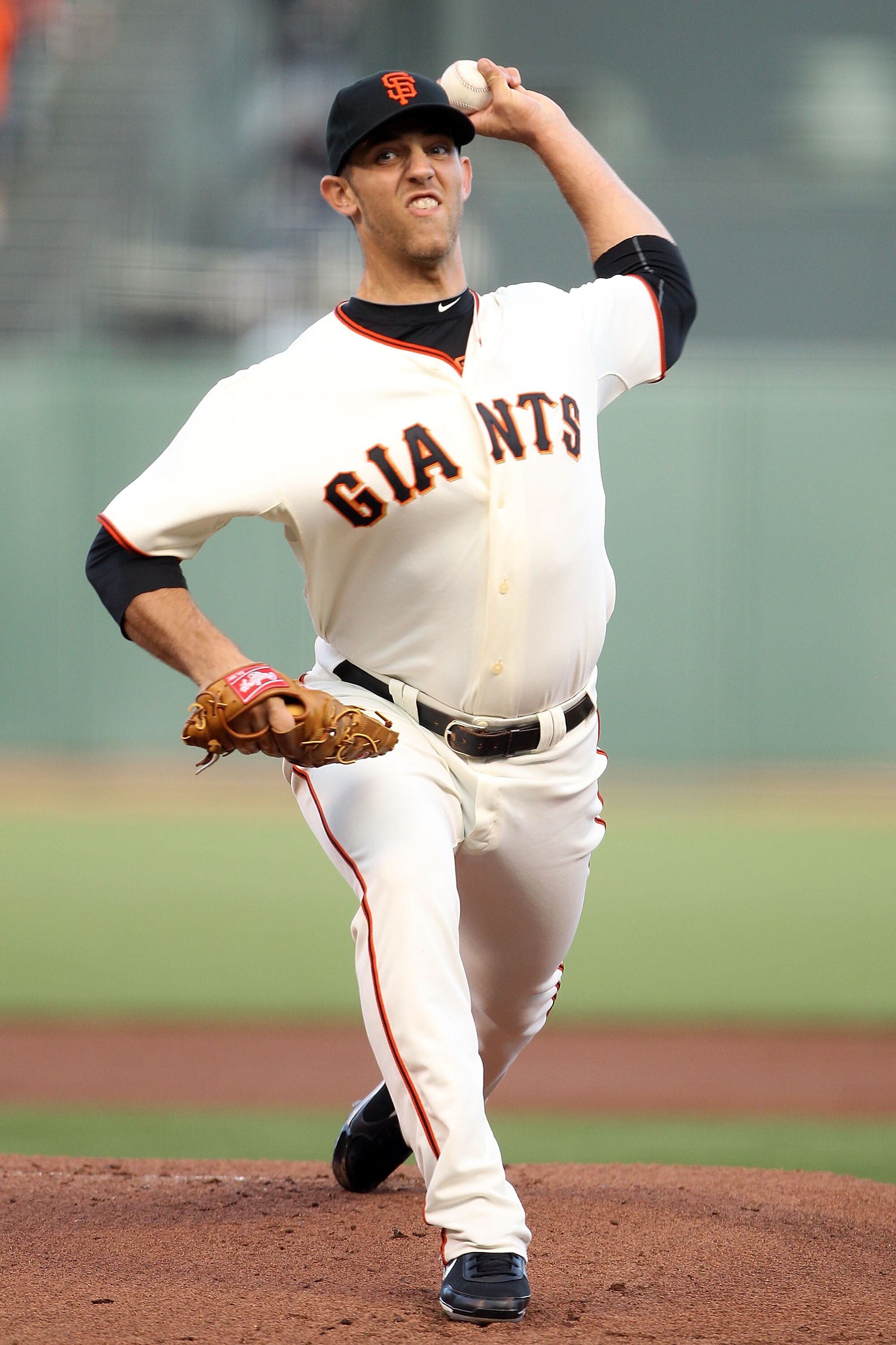 SAN FRANCISCO - OCTOBER 20:  Madison Bumgarner #40 of the San Francisco Giants throws a pitch against the Philadelphia Phillies in the first inning of Game Four of the NLCS during the 2010 MLB Playoffs at AT&T Park on October 20, 2010 in San Francisco, Ca