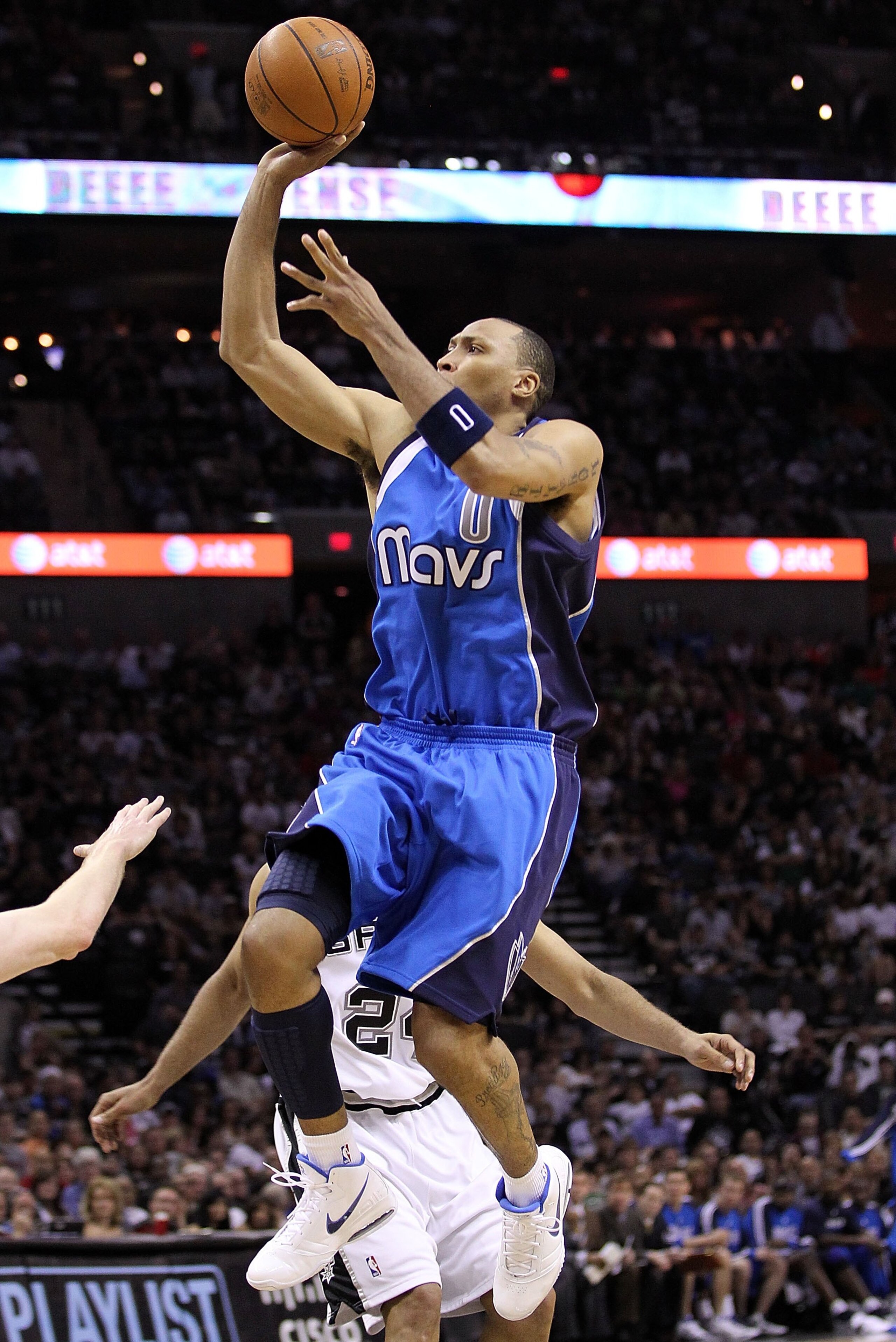 SAN ANTONIO - APRIL 23:  Forward Shawn Marion #0 of the Dallas Mavericks in Game Three of the Western Conference Quarterfinals during the 2010 NBA Playoffs at AT&T Center on April 23, 2010 in San Antonio, Texas. NOTE TO USER: User expressly acknowledges a
