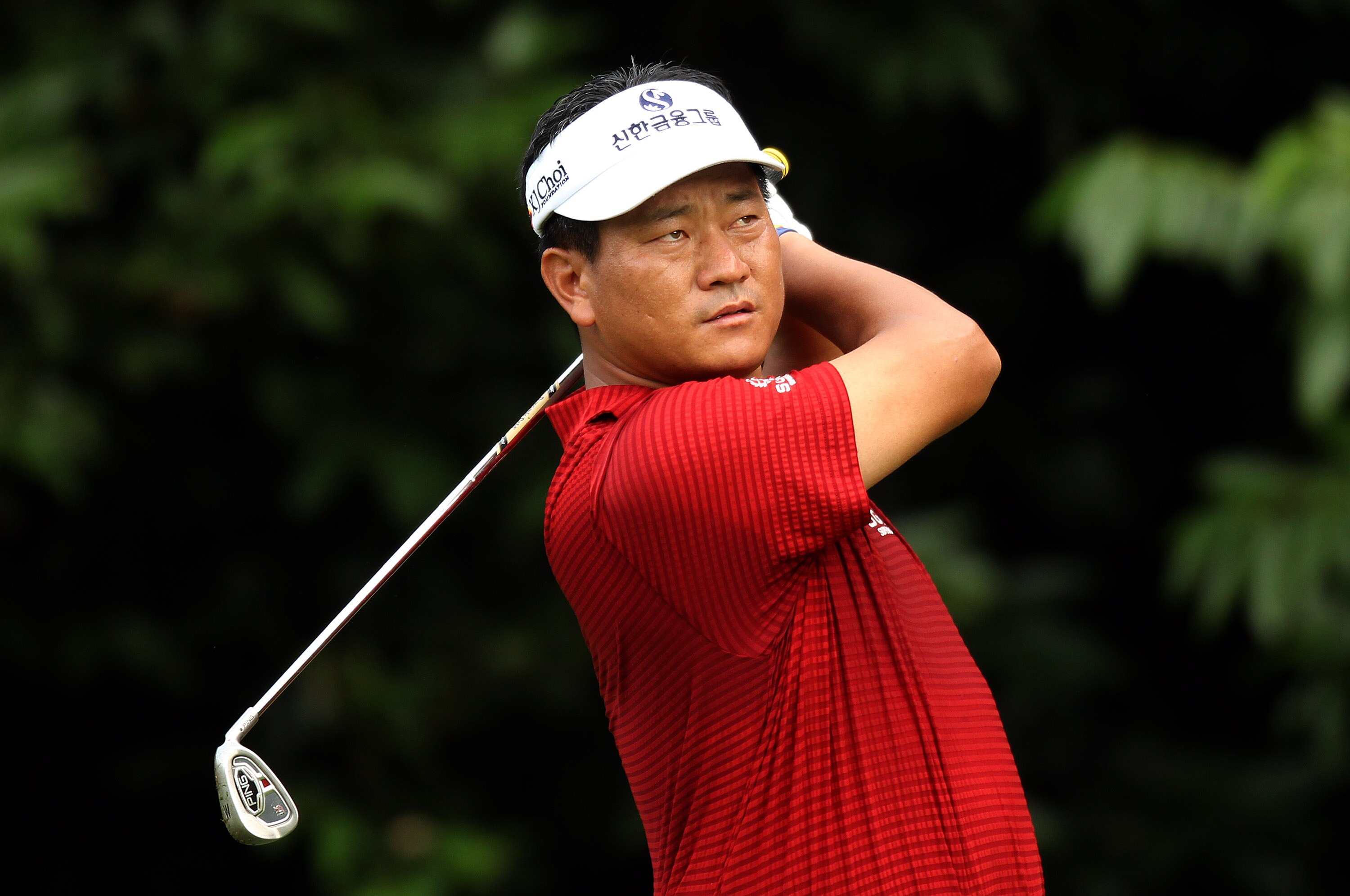 KUALA LUMPUR, MALAYSIA - OCTOBER 29: K.J. Choi of South Korea tees of on the 3rd hole during day two of the CIMB Asia Pacific Classic at The MINES Resort & Golf Club on October 29, 2010 in Kuala Lumpur, Malaysia. . (Photo by Stanley Chou/Getty Images)