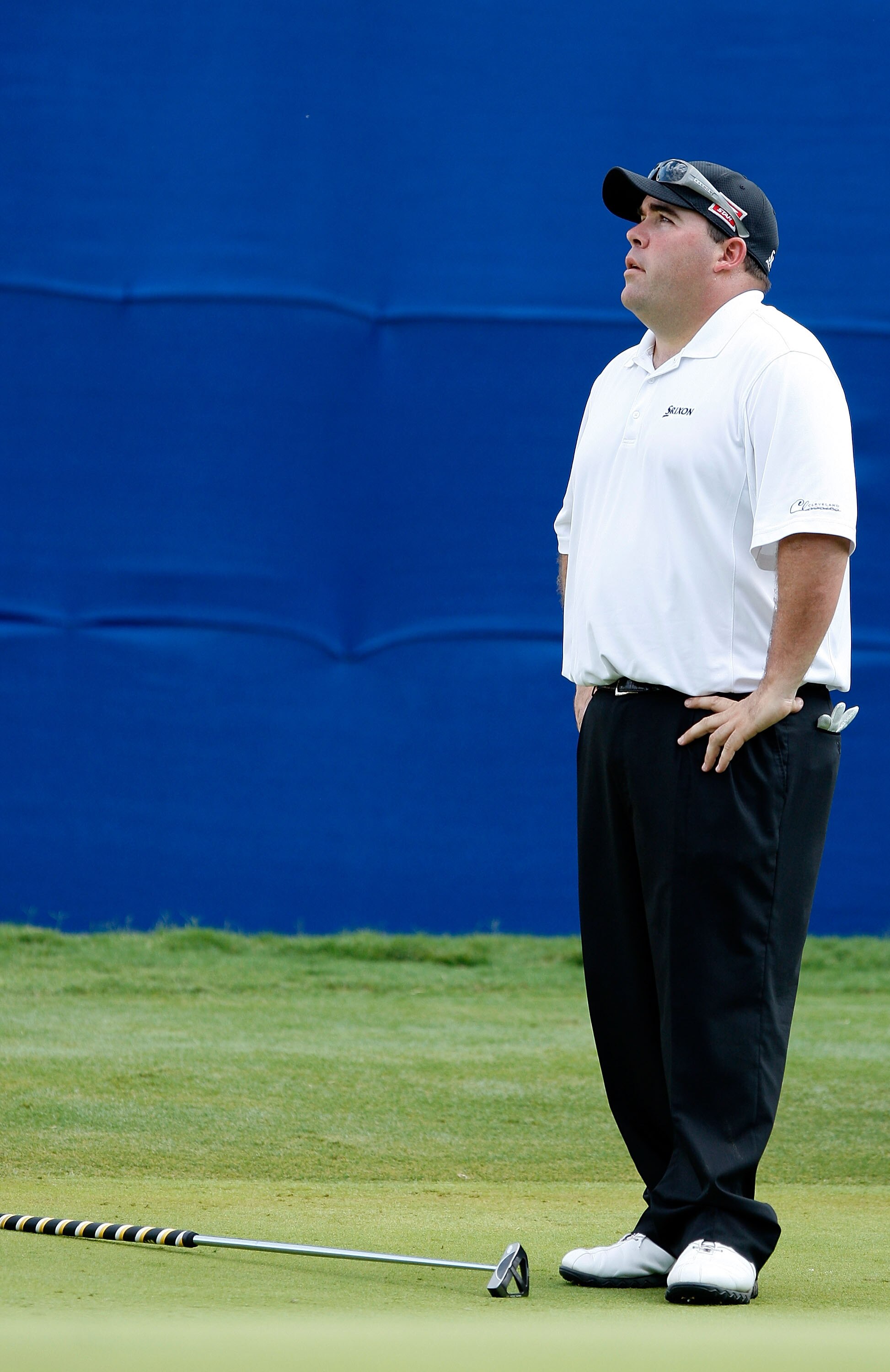 GREENSBORO, NC - AUGUST 23:  Kevin Stadler reacts to missing a putt on the 18th hole during the final round of the Wyndham Championship at Sedgefield Country Club on August 23, 2009 in Greensboro, North Carolina.  (Photo by Streeter Lecka/Getty Images)
