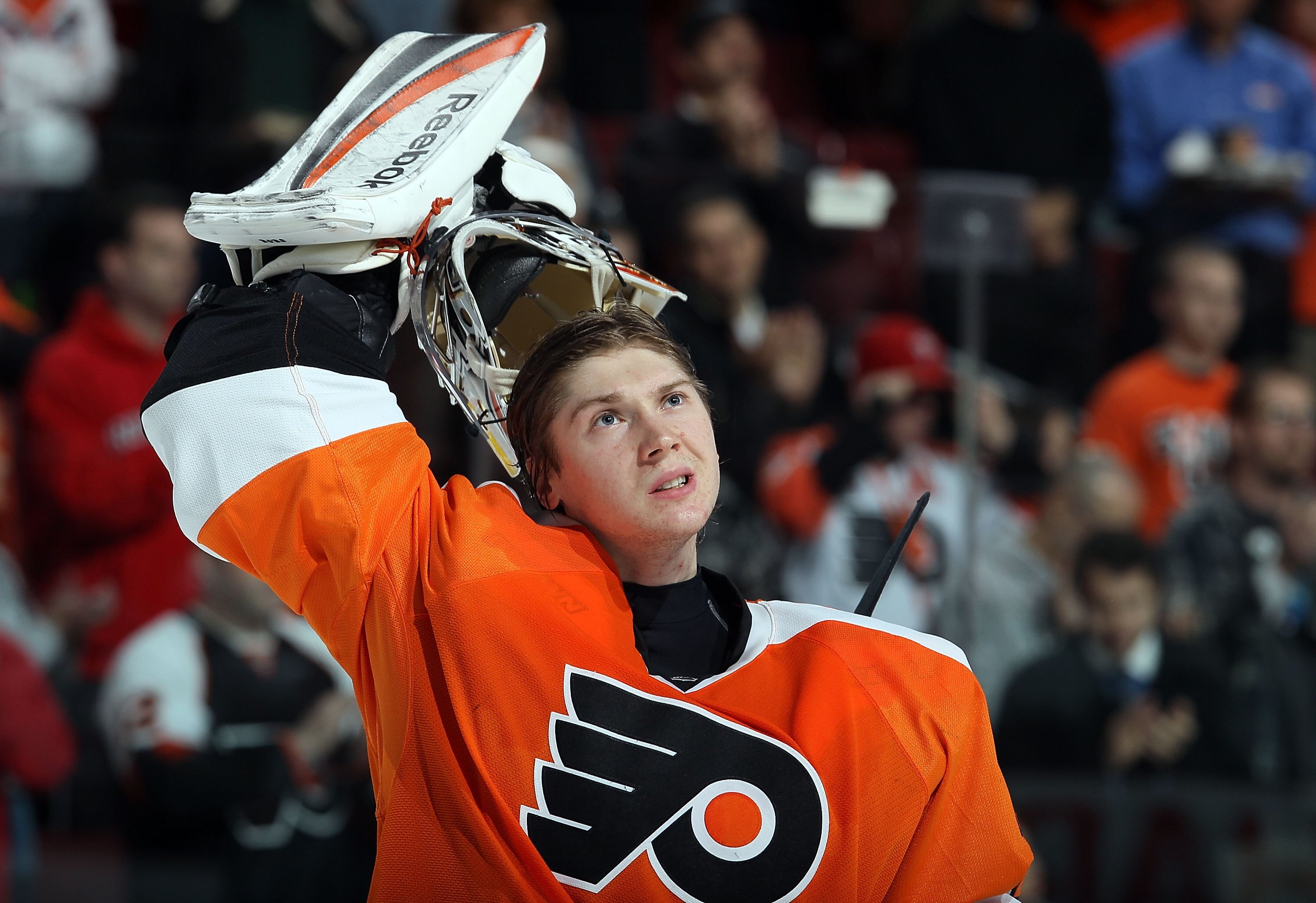 PHILADELPHIA - OCTOBER 21: Sergei Bobrovsky #35 of the Philadelphia Flyers looks on against the Anaheim Ducks on October 21, 2010 at Wells Fargo Center in Philadelphia, Pennsylvania. (Photo by Jim McIsaac/Getty Images) PHILADELPHIA - OCTOBER 21: Sergei Bobrovsky #35 of the Philadelphia Flyers looks on against the Anaheim Ducks on October 21, 2010 at Wells Fargo Center in Philadelphia, Pennsylvania. (Photo by Jim McIsaac/Getty Images)